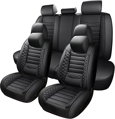 5-Seats ITEYAO Car Seat Covers Front and Rear Seat Full Set, Premium Leather Automotive Seat Protectors Waterproof