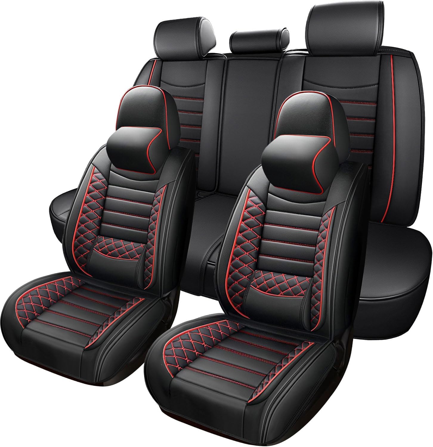 5-Seats ITEYAO Car Seat Covers Front and Rear Seat Full Set, Premium Leather Automotive Seat Protectors Waterproof