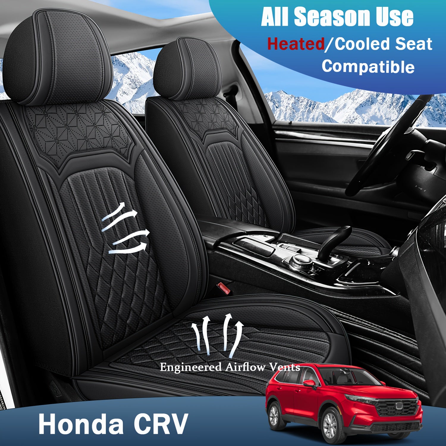 ITEYAO 2005-2026 Honda Civic Seat Covers Full Set 5-Seats, Premium Nappa Leather Car Seat Covers Breathable All-Season