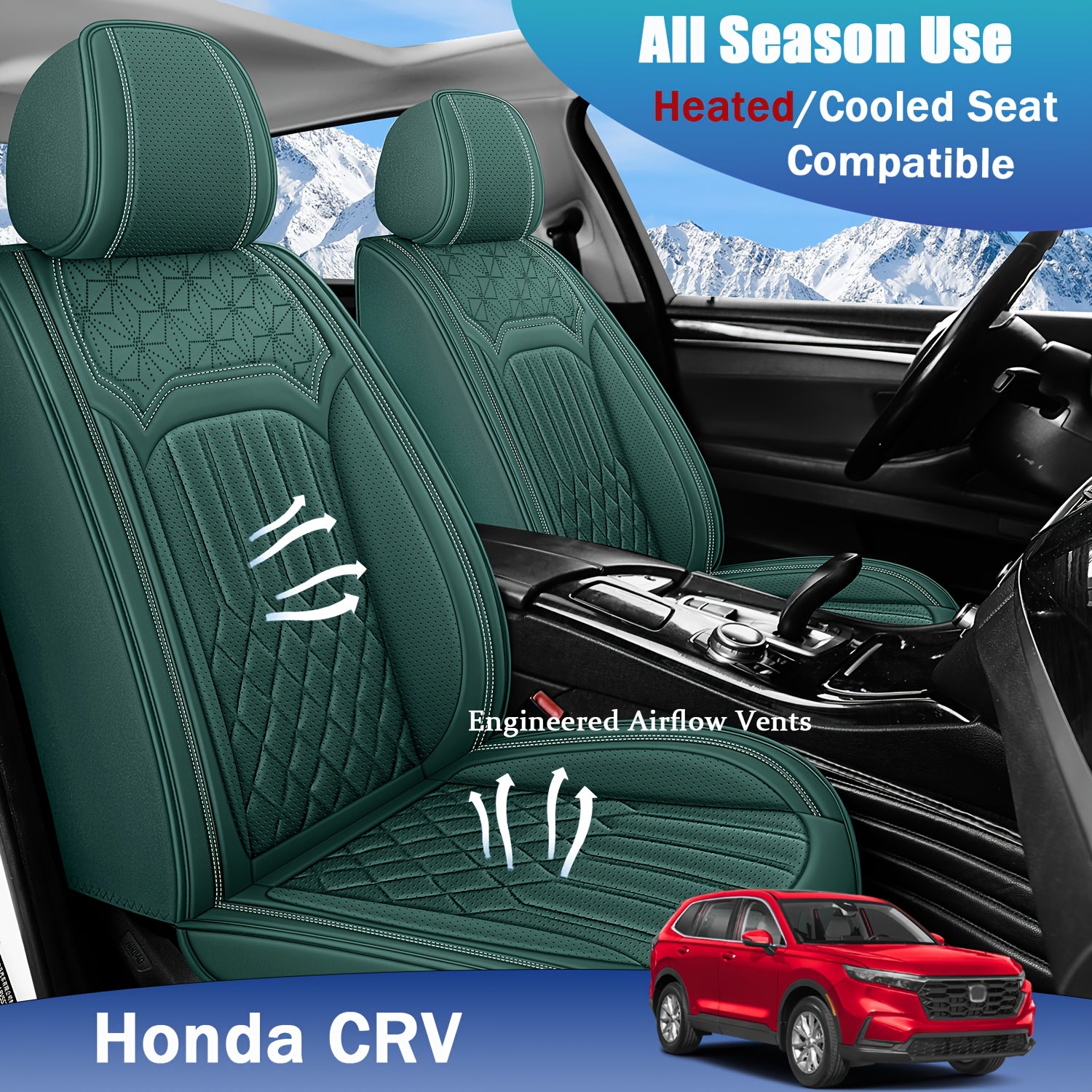 ITEYAO 2005-2026 Honda Civic Seat Covers Full Set 5-Seats, Premium Nappa Leather Car Seat Covers Breathable All-Season