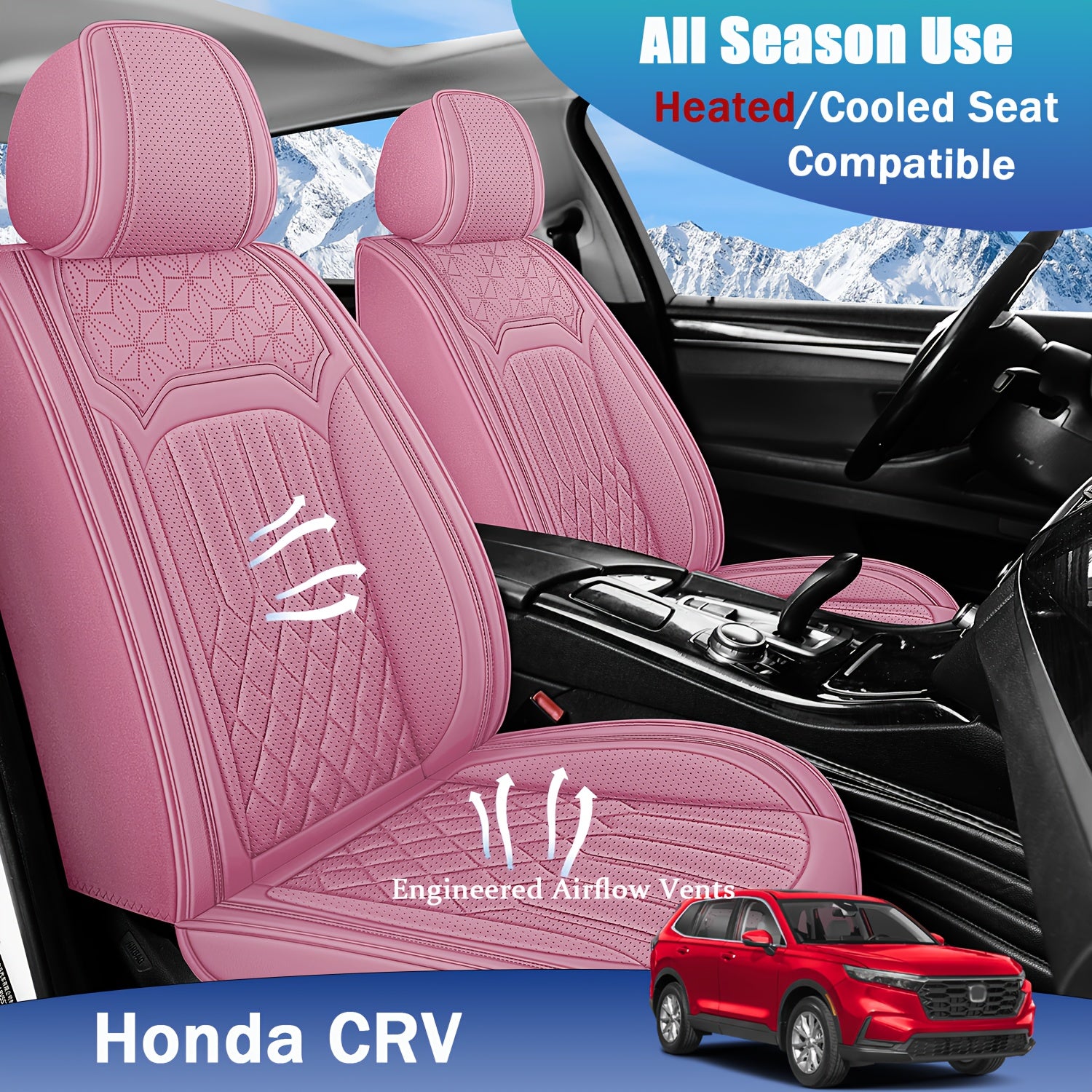 ITEYAO 2005-2026 Honda Civic Seat Covers Full Set 5-Seats, Premium Nappa Leather Car Seat Covers Breathable All-Season