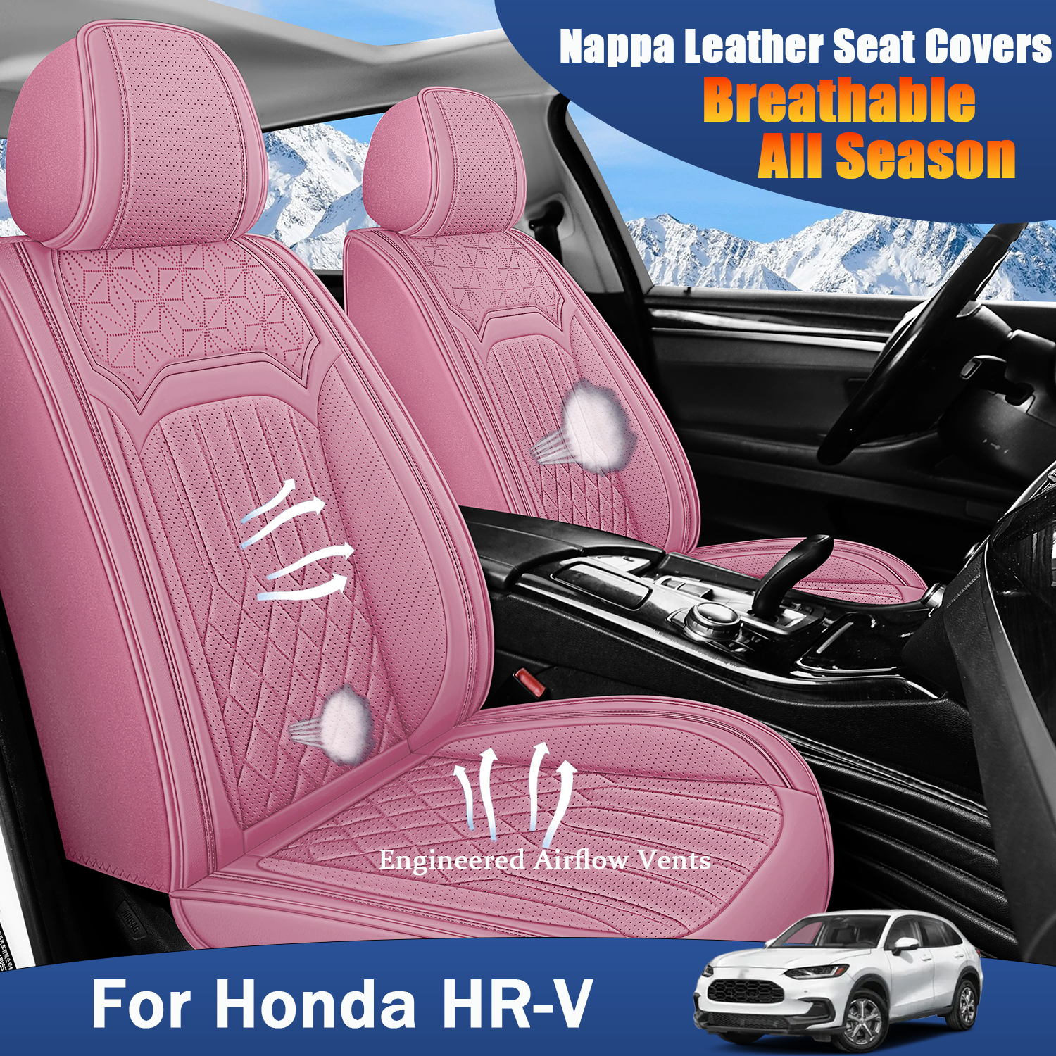 ITEYAO 2016-2026 Honda HRV Seat Covers Full Set 5-Seats, Premium Nappa Leather Car Seat Covers Breathable All-Season