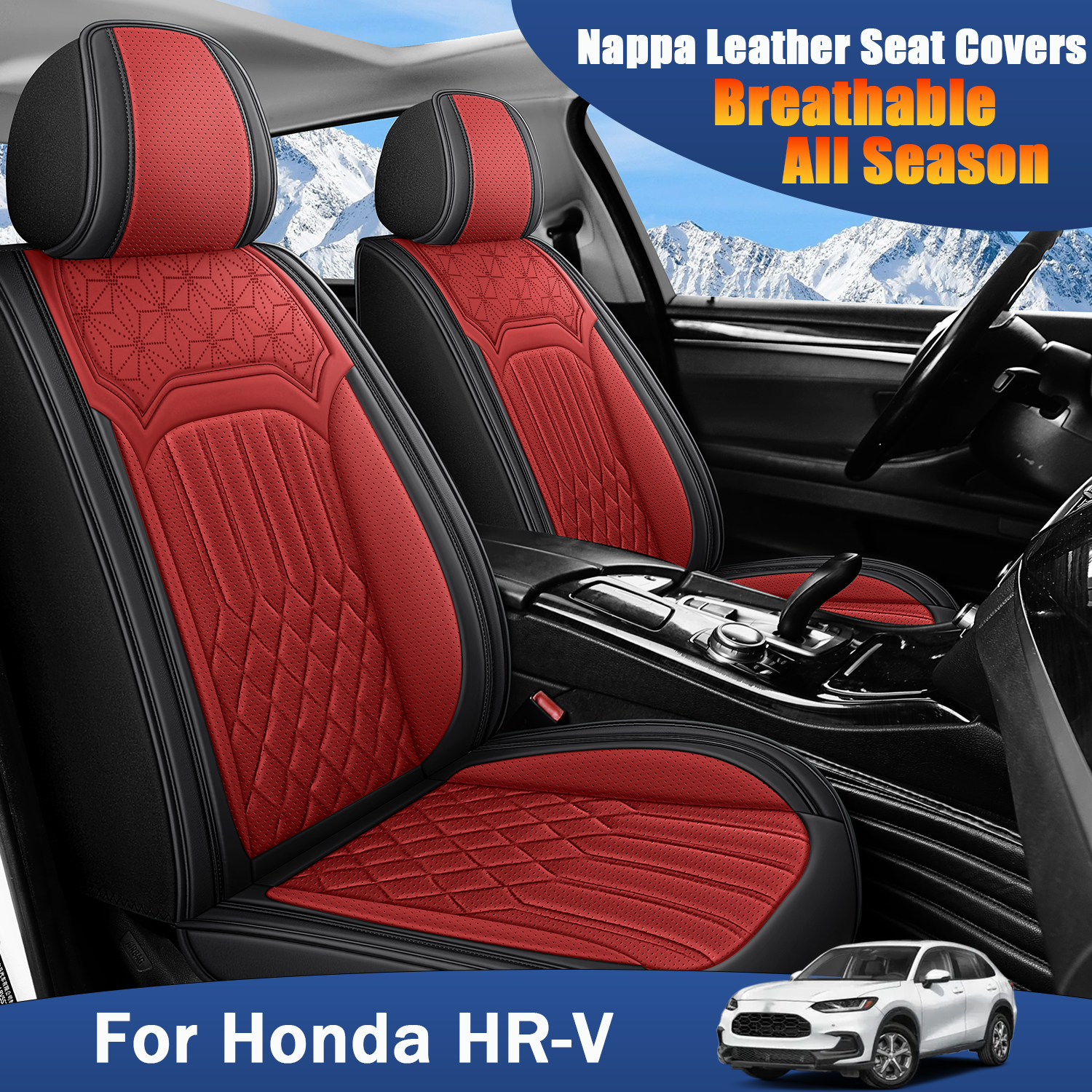 ITEYAO 2016-2026 Honda HRV Seat Covers Full Set 5-Seats, Premium Nappa Leather Car Seat Covers Breathable All-Season