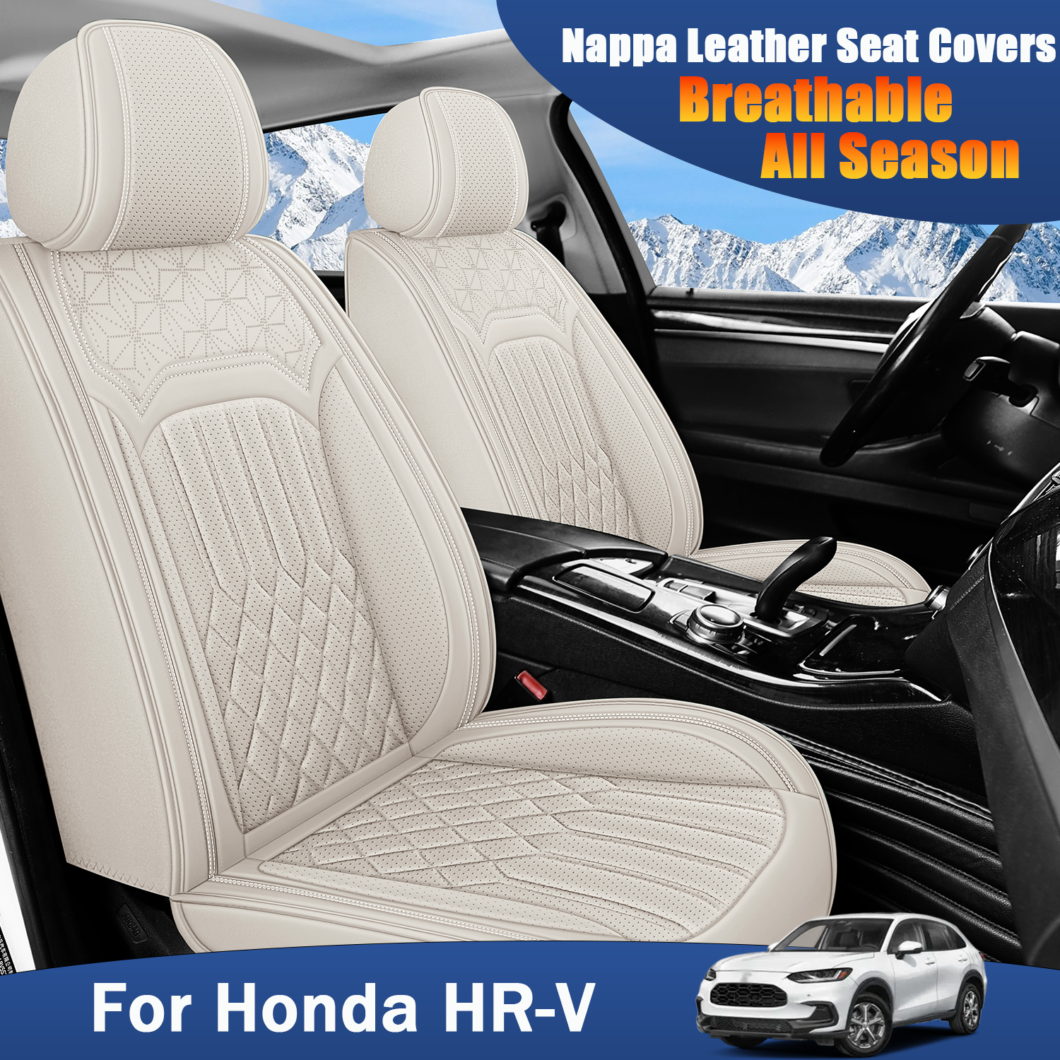 ITEYAO 2016-2026 Honda HRV Seat Covers Full Set 5-Seats, Premium Nappa Leather Car Seat Covers Breathable All-Season