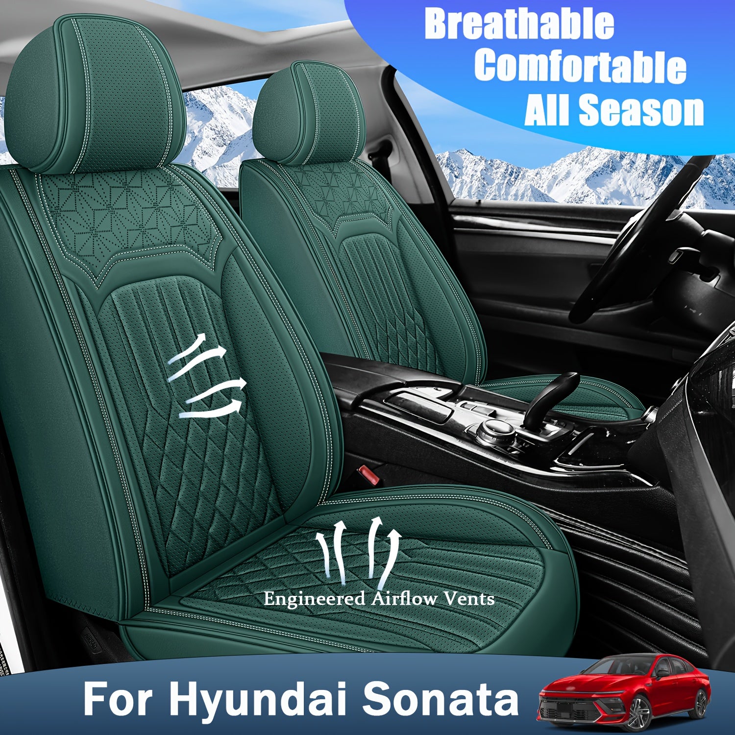 ITEYAO 2005-2026 Hyundai Sonata Seat Covers Full Set 5-Seats, Premium Nappa Leather Car Seat Covers Breathable All-Season