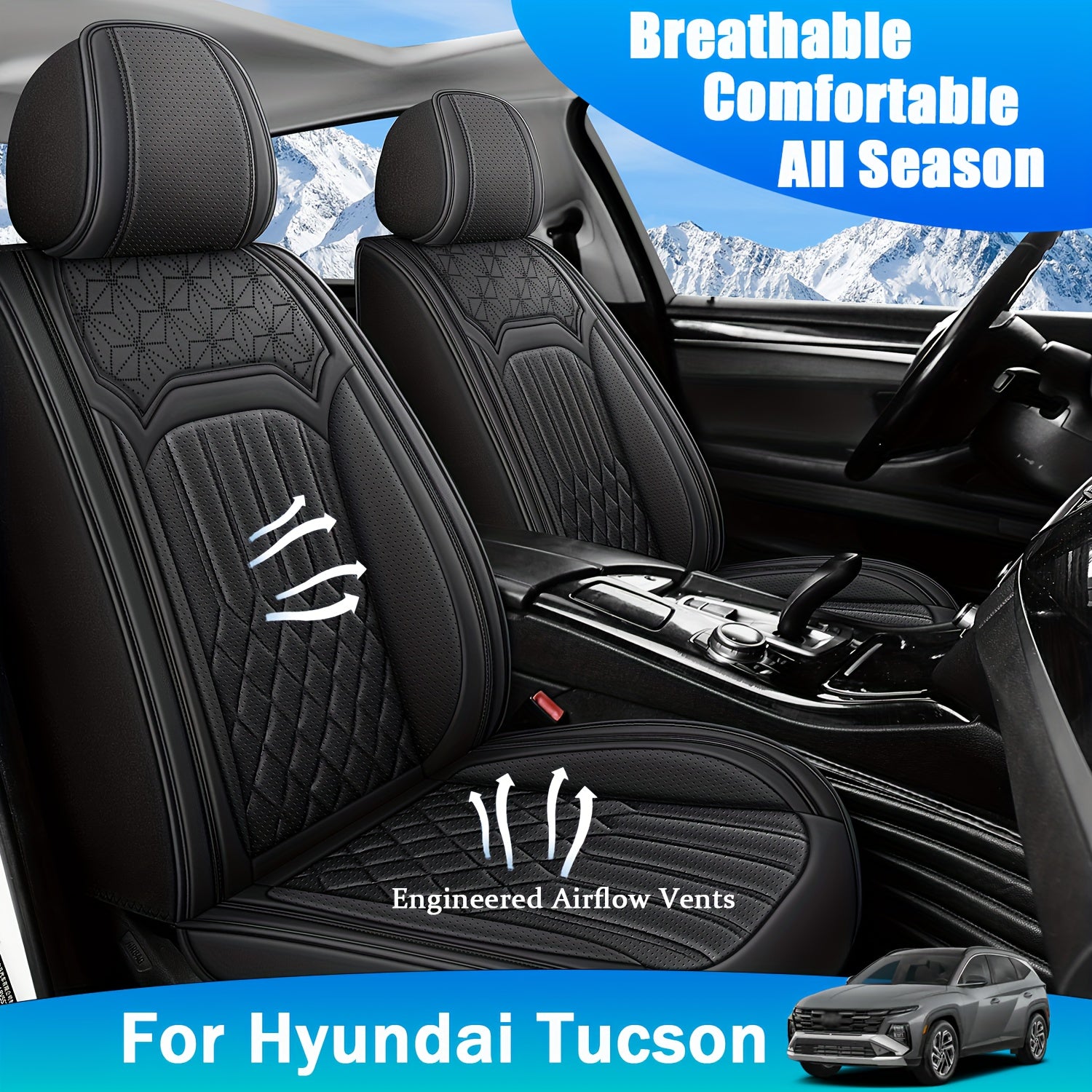 ITEYAO 2005-2026 Hyundai Tucson Seat Covers Full Set 5-Seats, Premium Nappa Leather Car Seat Covers Breathable All-Season