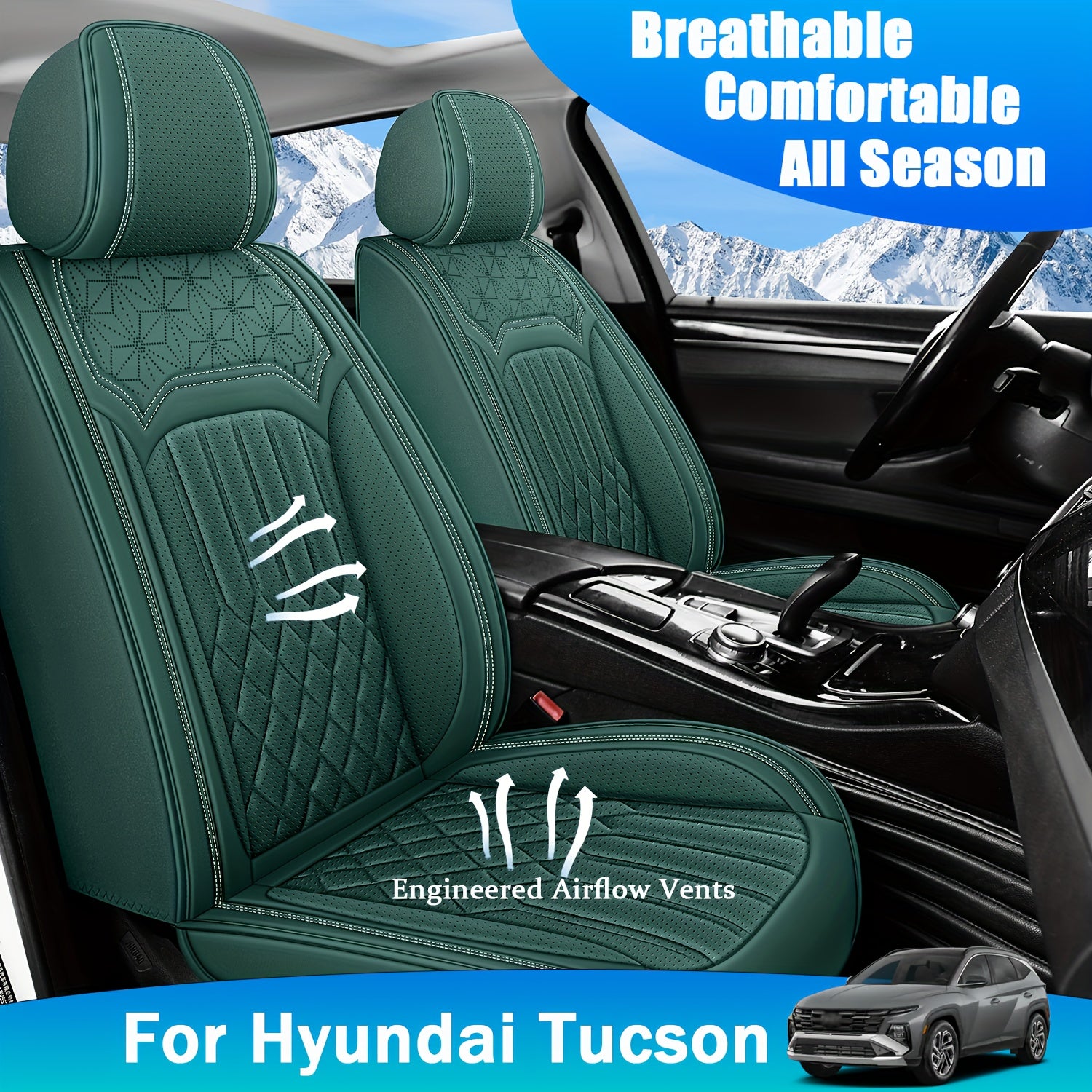 ITEYAO 2005-2026 Hyundai Tucson Seat Covers Full Set 5-Seats, Premium Nappa Leather Car Seat Covers Breathable All-Season