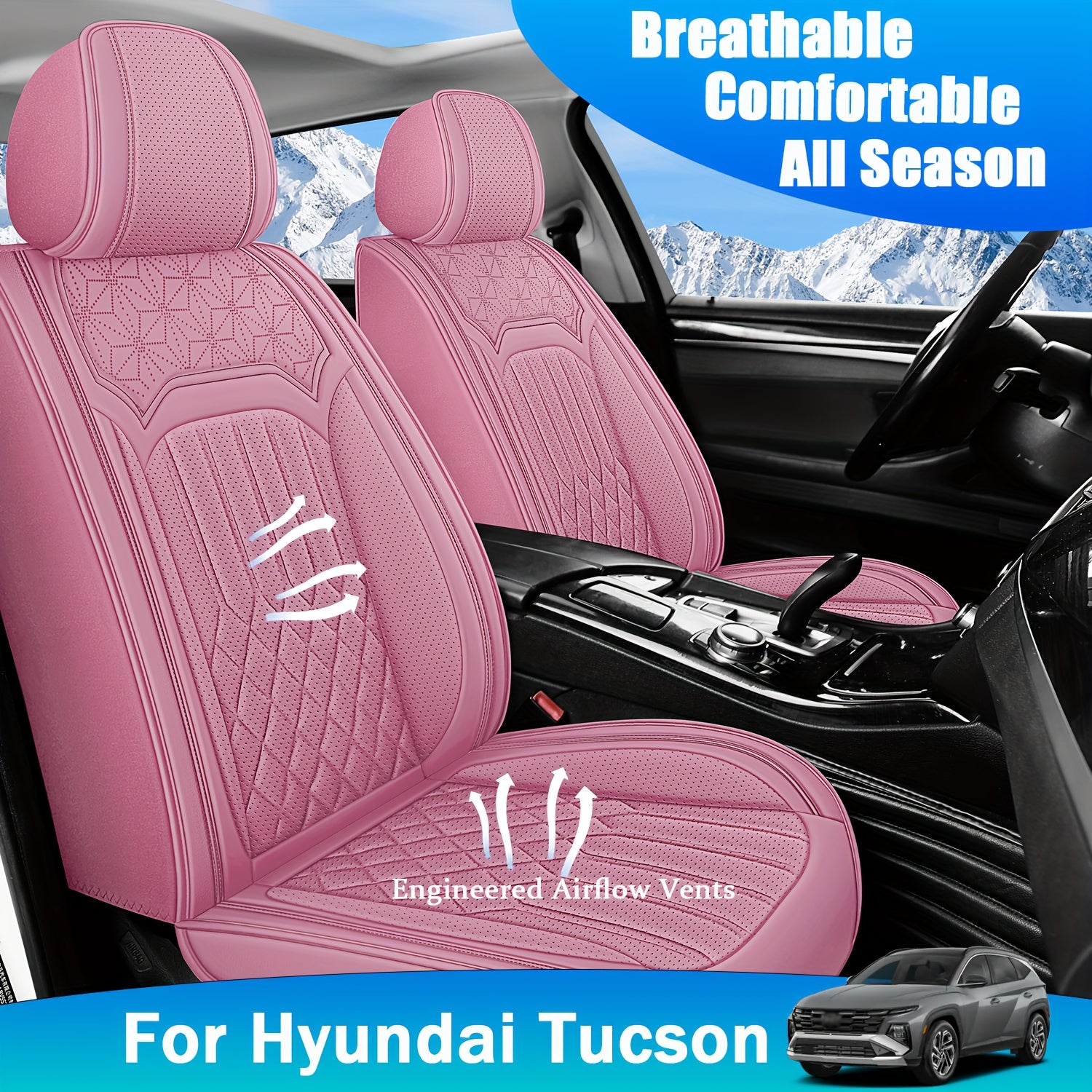 ITEYAO 2005-2026 Hyundai Tucson Seat Covers Full Set 5-Seats, Premium Nappa Leather Car Seat Covers Breathable All-Season