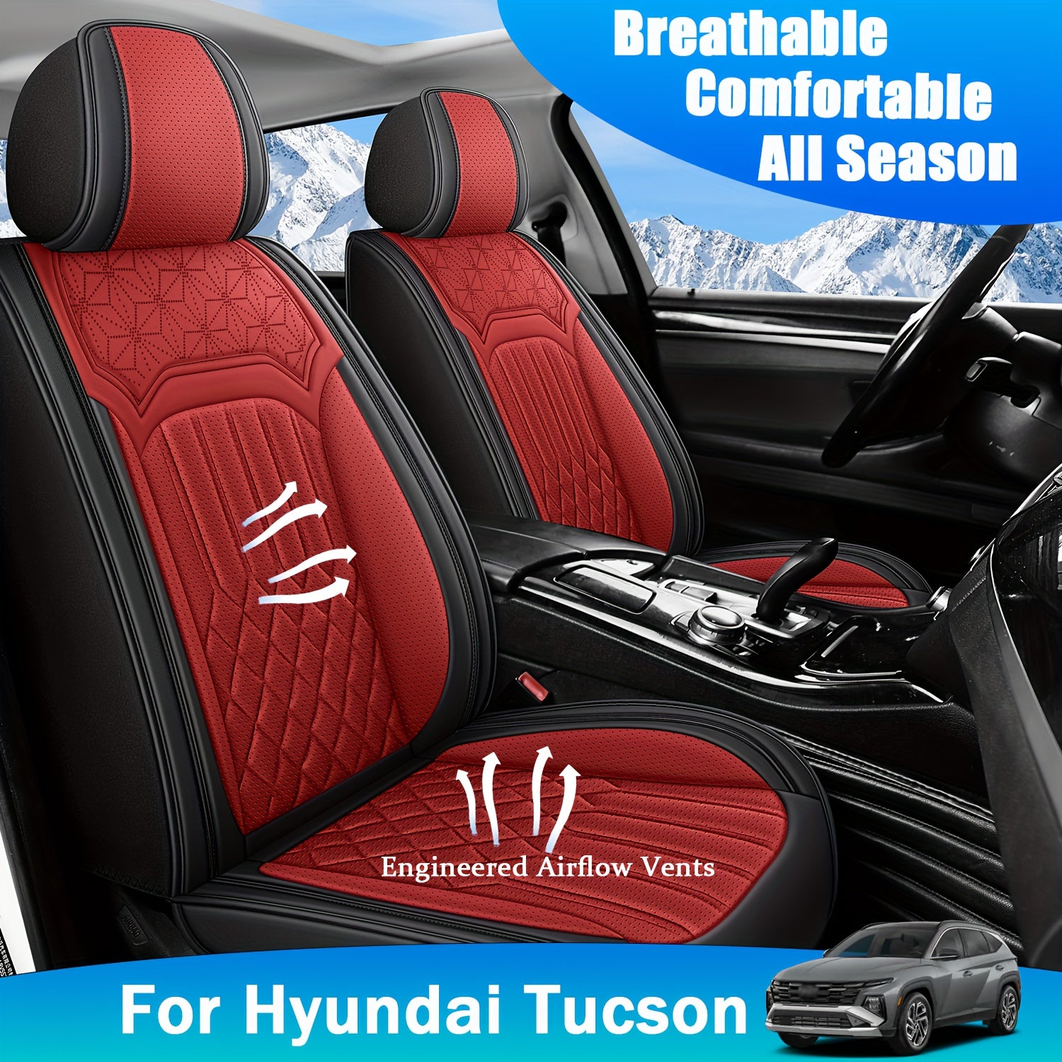 ITEYAO 2005-2026 Hyundai Tucson Seat Covers Full Set 5-Seats, Premium Nappa Leather Car Seat Covers Breathable All-Season