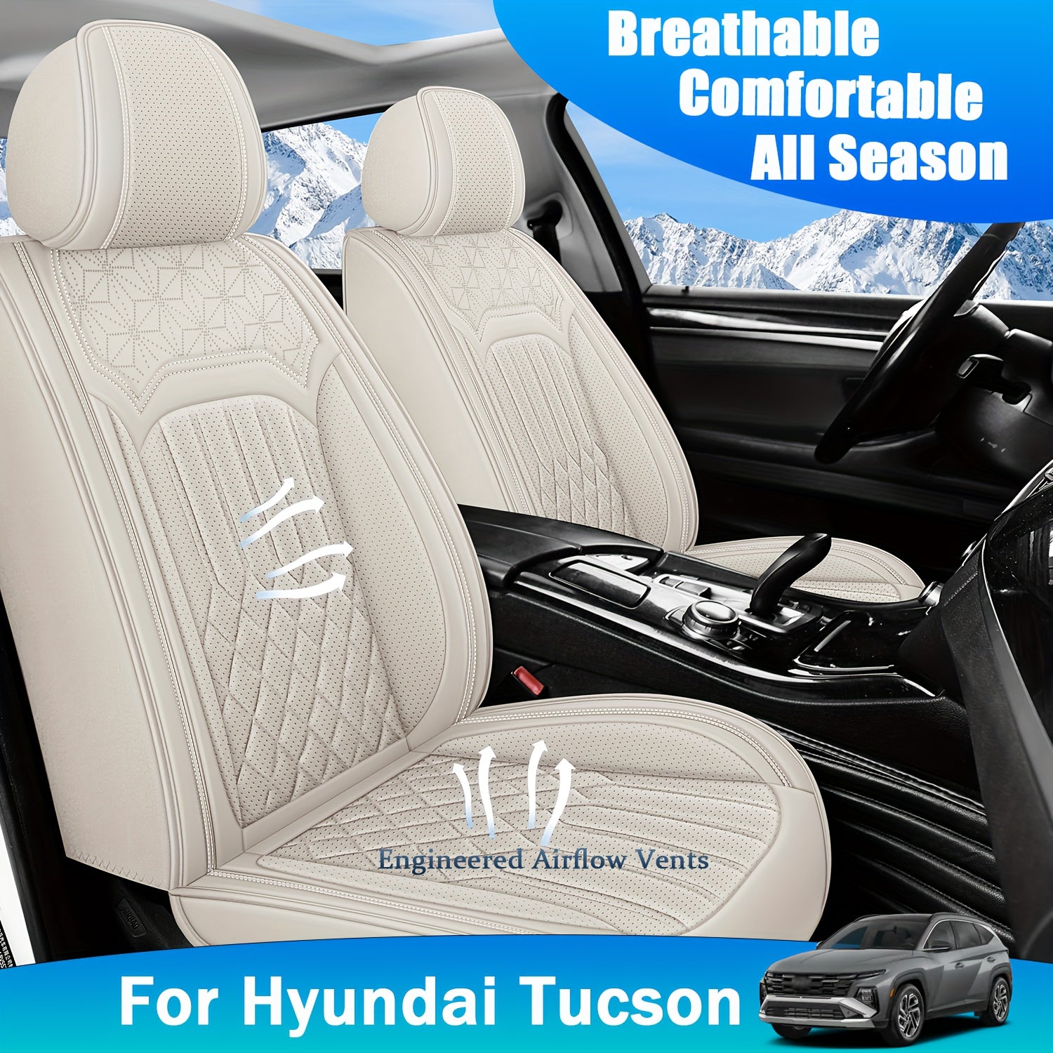ITEYAO 2005-2026 Hyundai Tucson Seat Covers Full Set 5-Seats, Premium Nappa Leather Car Seat Covers Breathable All-Season