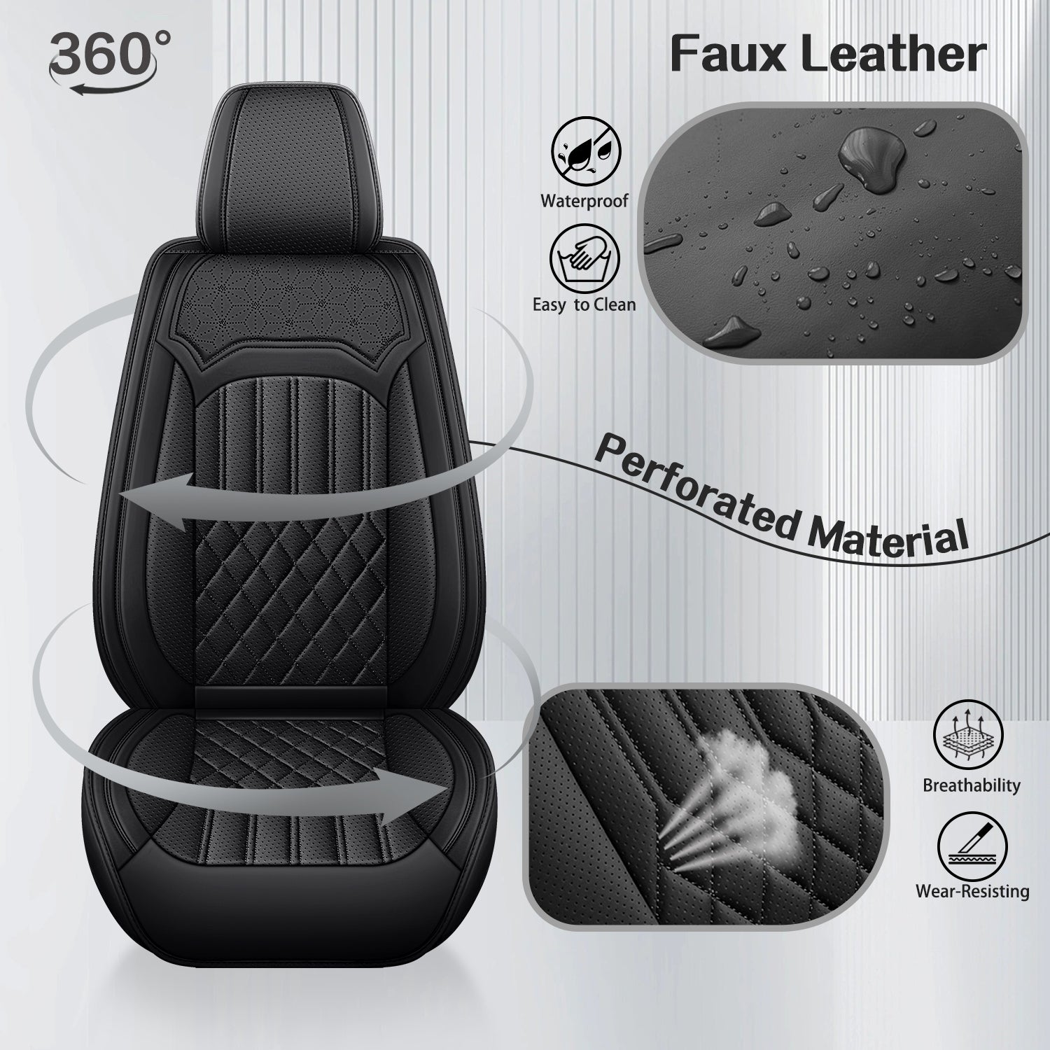 ITEYAO 2016-2026 Toyota RAV4 Seat Covers Full Set 5-Seats, Premium Nappa Leather Car Seat Covers Breathable All-Season