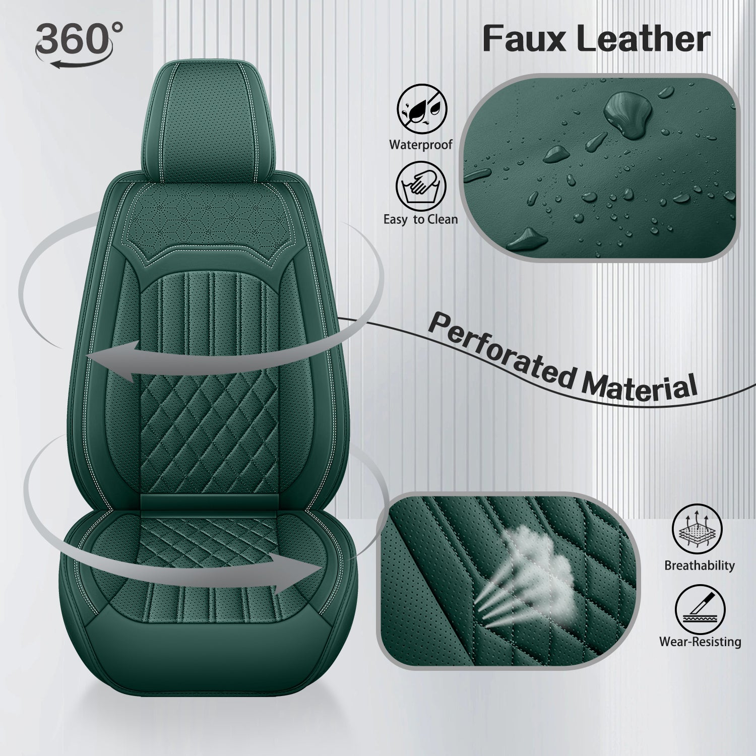 ITEYAO 2016-2026 Toyota RAV4 Seat Covers Full Set 5-Seats, Premium Nappa Leather Car Seat Covers Breathable All-Season