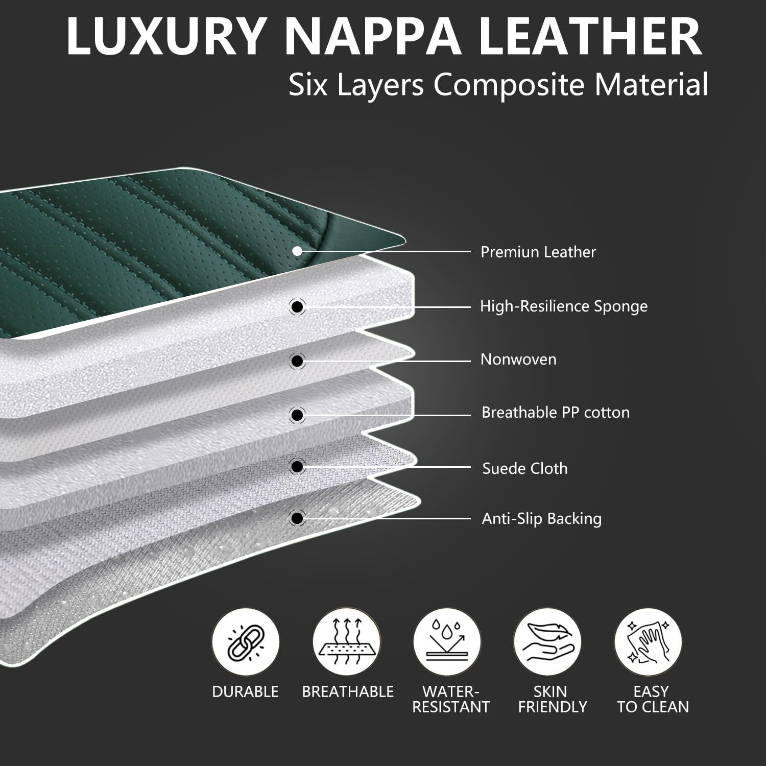 ITEYAO 2016-2026 Toyota RAV4 Seat Covers Full Set 5-Seats, Premium Nappa Leather Car Seat Covers Breathable All-Season