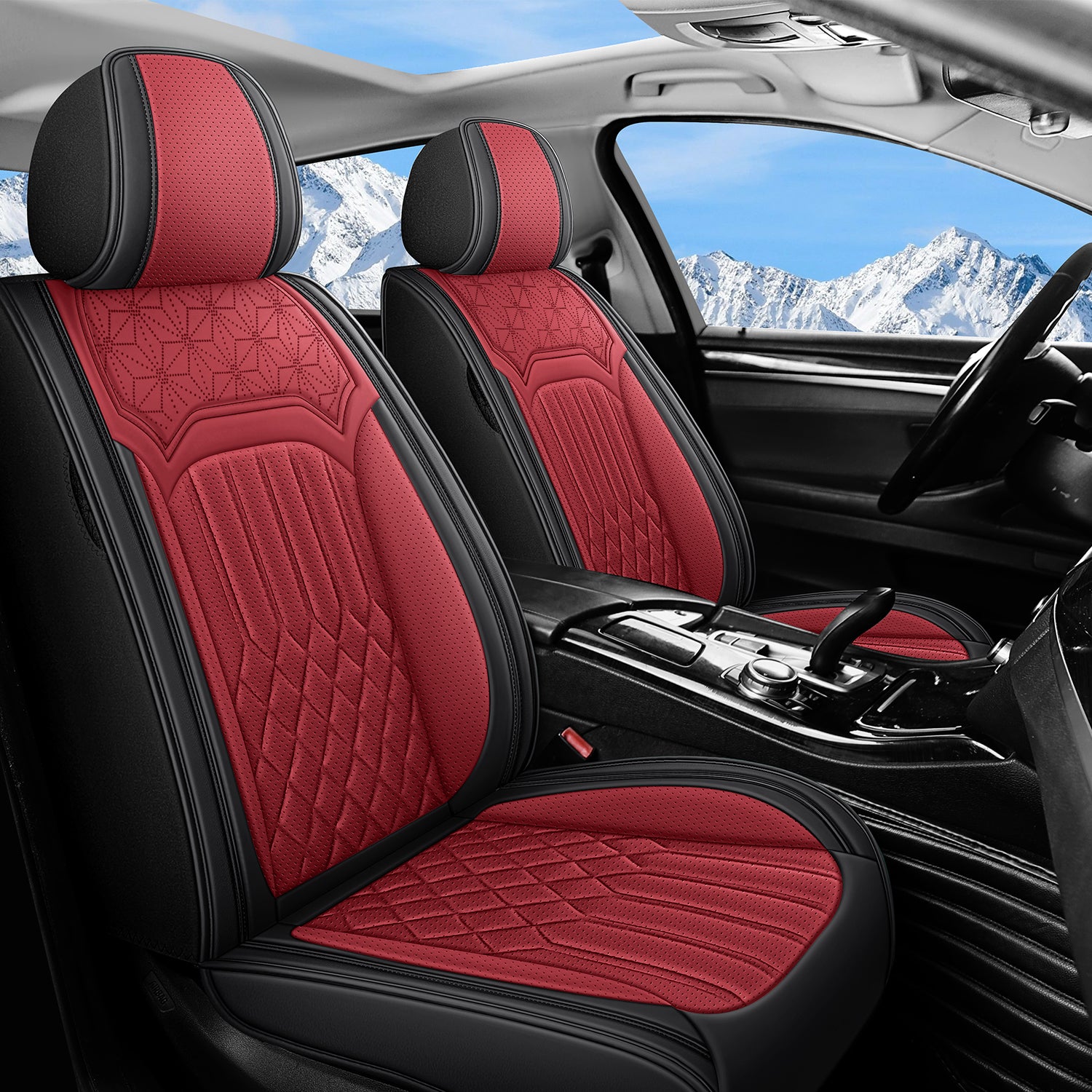 5-Seats Breathable Car Seat Covers Front and Rear Seat Full Set, Premium Comfortable Leather Automotive Seat Covers All Season Use