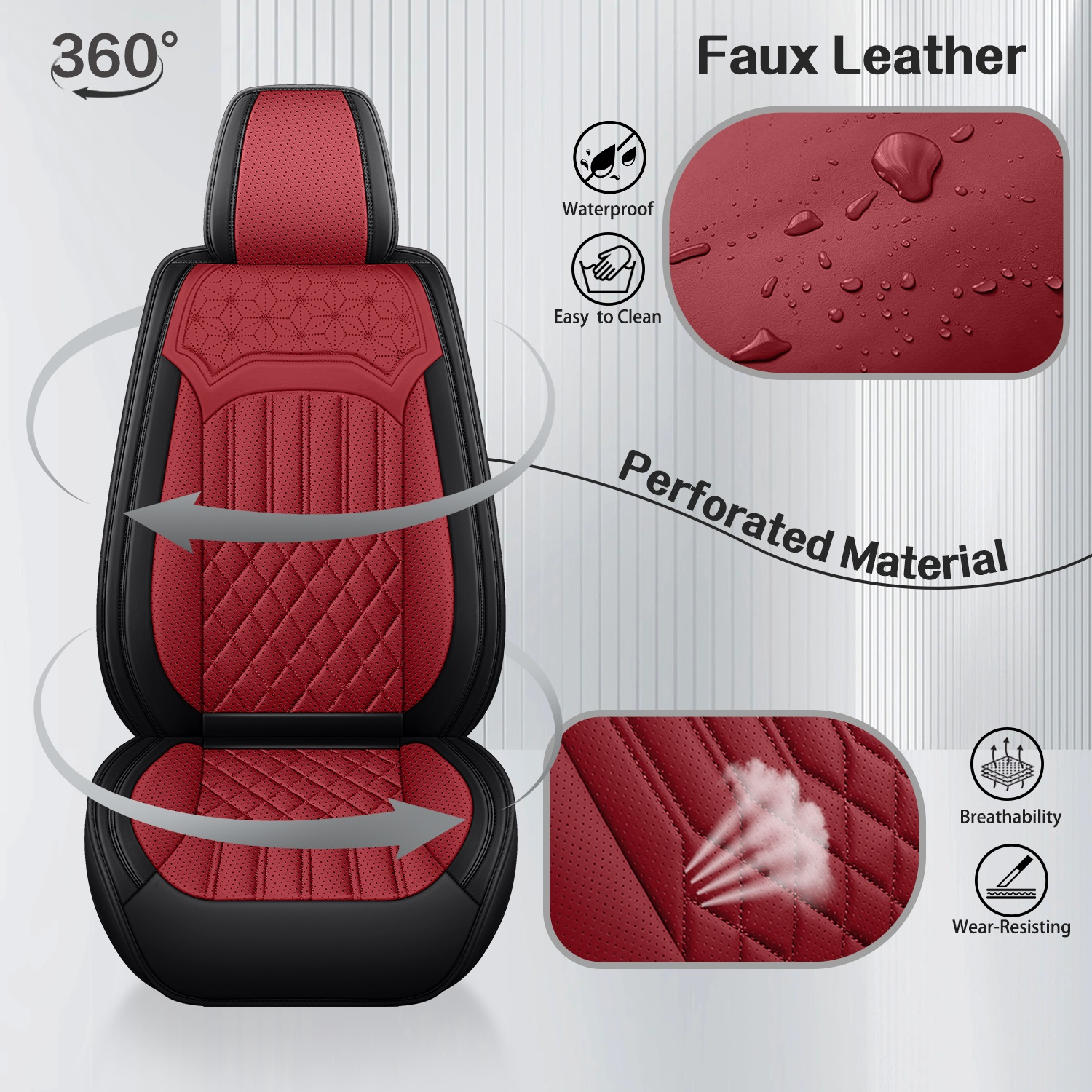 ITEYAO 2016-2026 Toyota RAV4 Seat Covers Full Set 5-Seats, Premium Nappa Leather Car Seat Covers Breathable All-Season