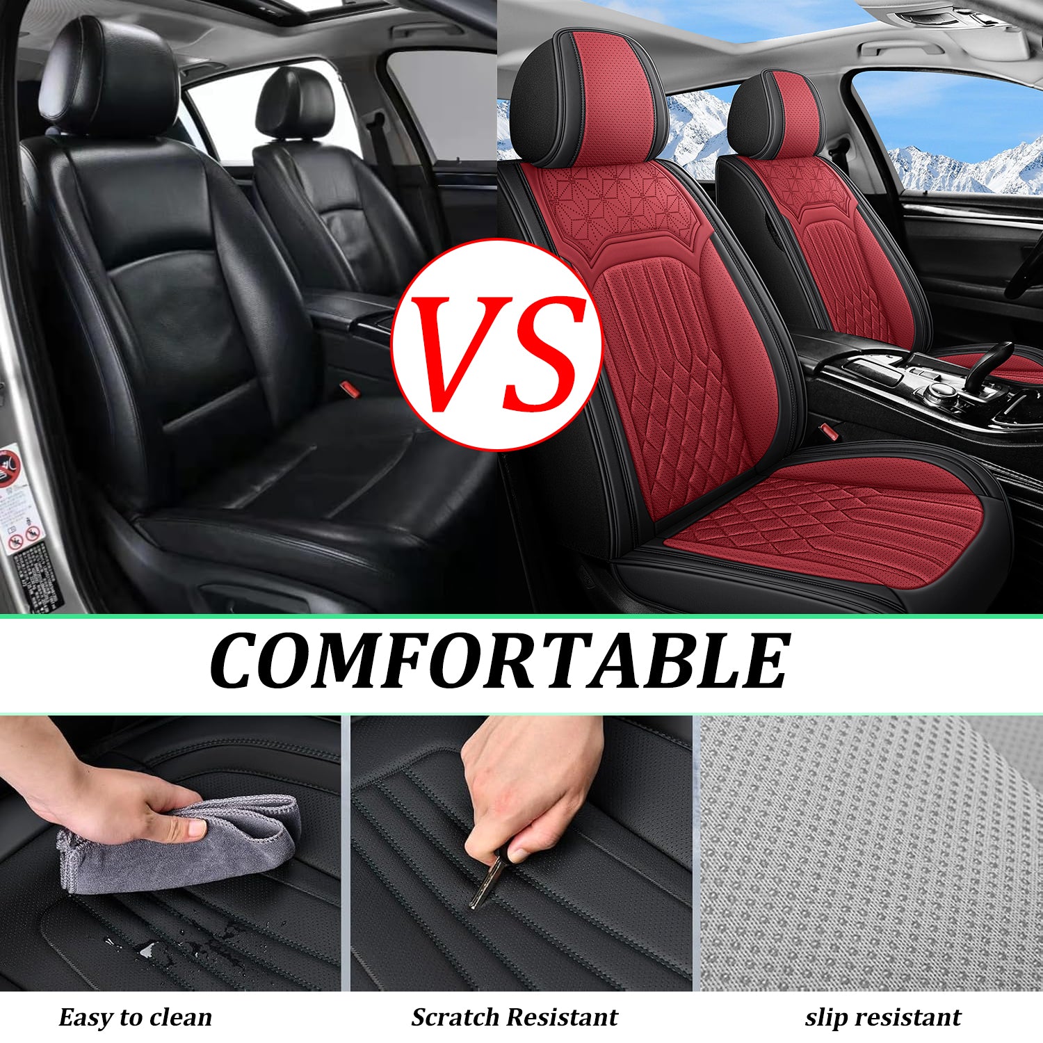ITEYAO 2016-2026 Toyota RAV4 Seat Covers Full Set 5-Seats, Premium Nappa Leather Car Seat Covers Breathable All-Season