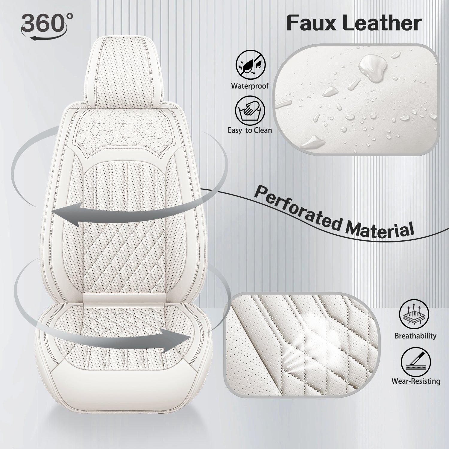 ITEYAO 2016-2026 Toyota RAV4 Seat Covers Full Set 5-Seats, Premium Nappa Leather Car Seat Covers Breathable All-Season