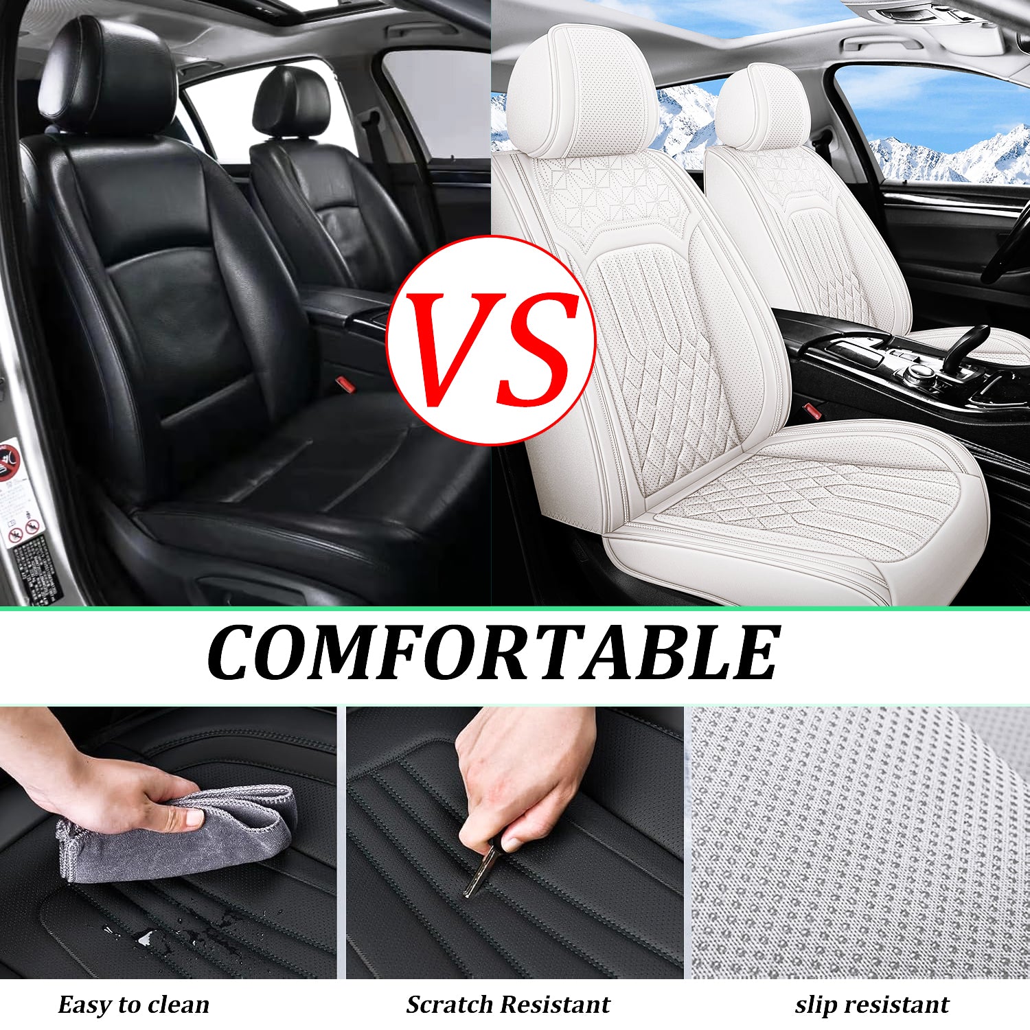 ITEYAO 2016-2026 Toyota RAV4 Seat Covers Full Set 5-Seats, Premium Nappa Leather Car Seat Covers Breathable All-Season