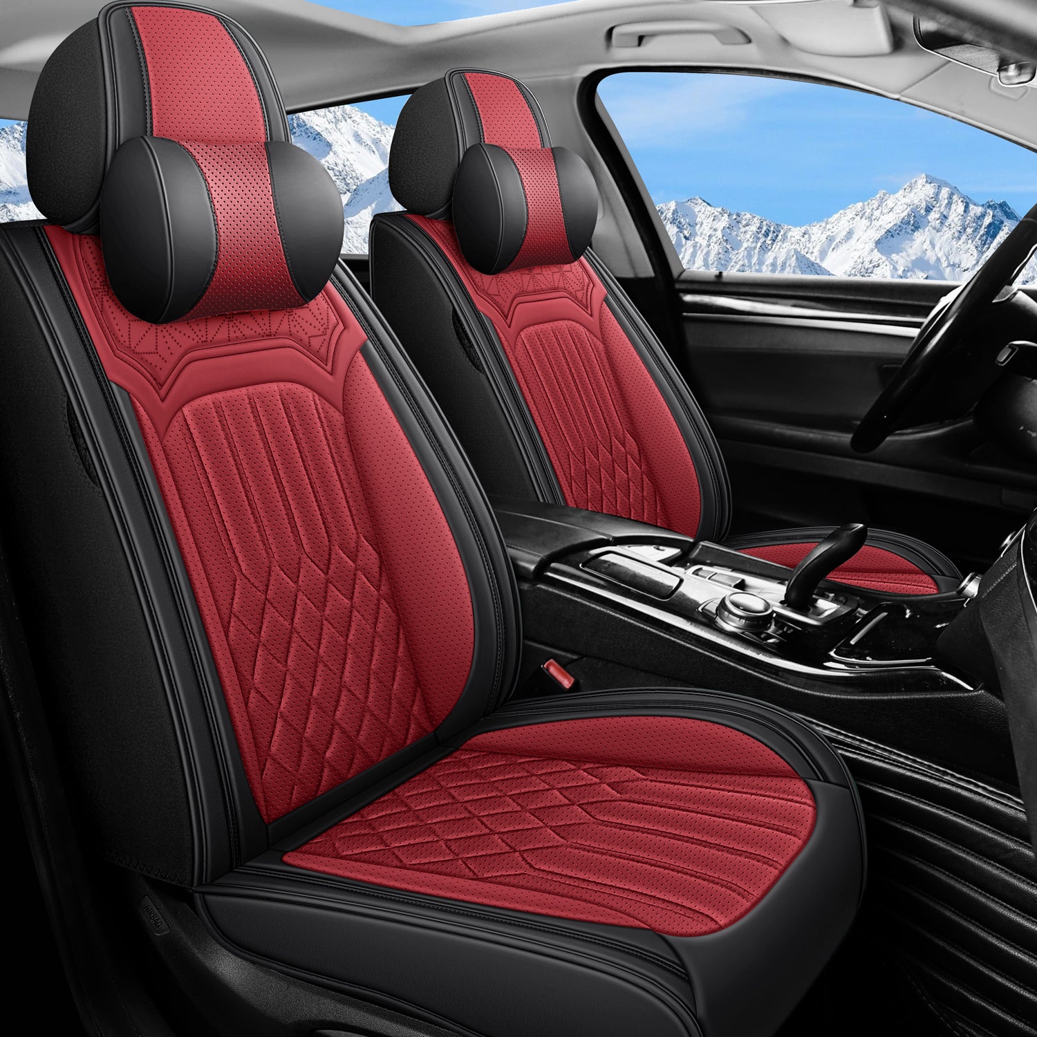 5-Seats Breathable Car Seat Covers Front and Rear Seat Full Set, Premium Comfortable Leather Automotive Seat Covers All Season Use