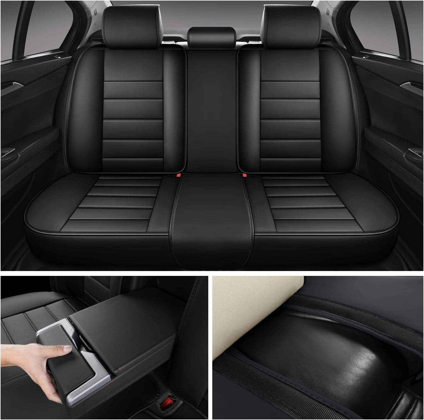 Waterproof Car Seat Covers, Premium Nappa Leather Scratch Resistant&Durable, Universal fit for most cars, Suvs, and Trucks.