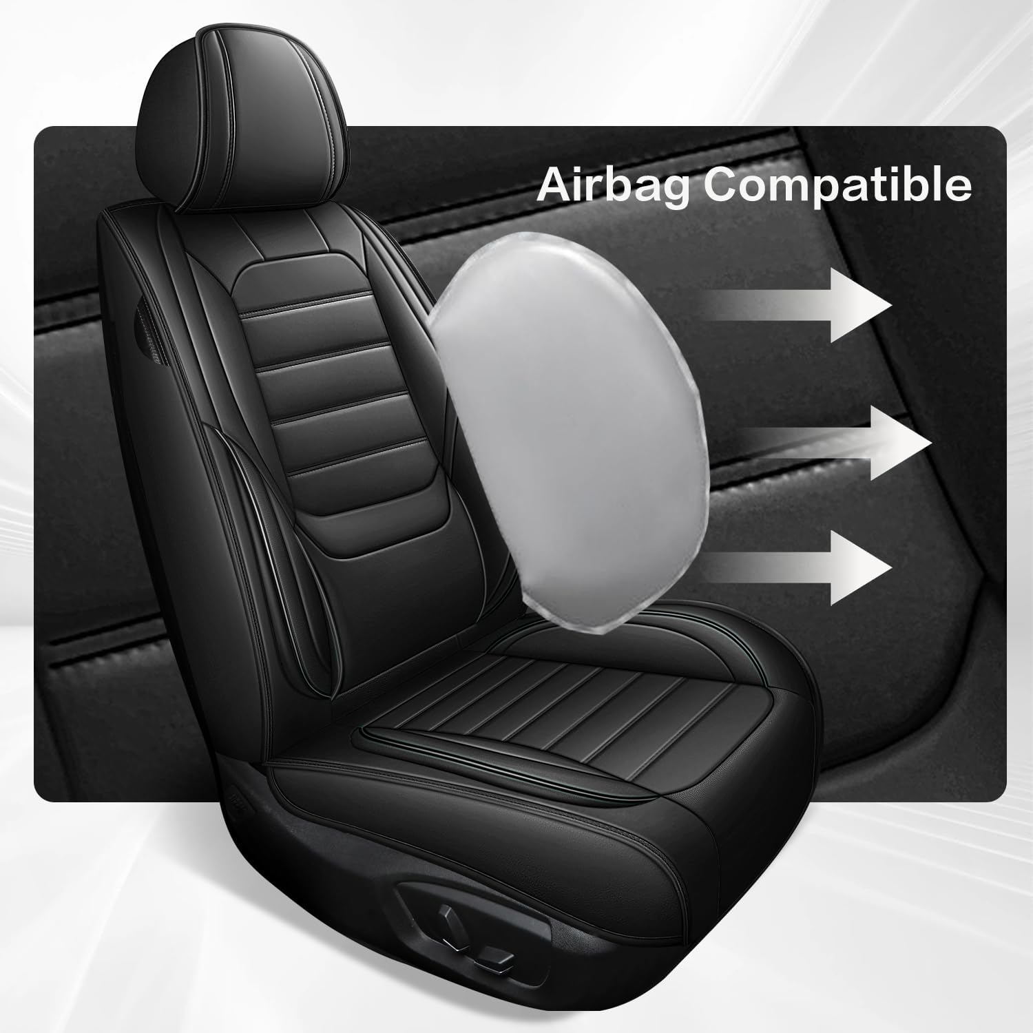 2-Seats Luxury Car Seat Covers Front and Driver Seats, Nappa Leather Automotive Seat Protectors Waterproof