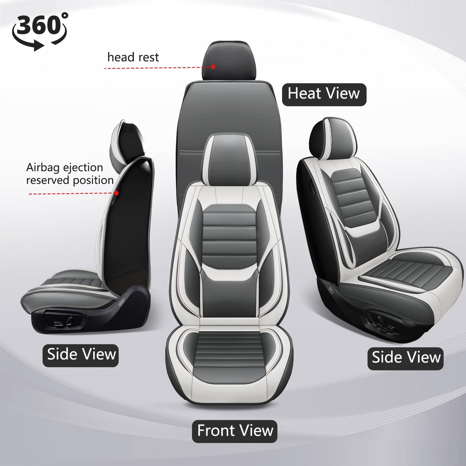 2-Seats Luxury Car Seat Covers Front and Driver Seats, Nappa Leather Automotive Seat Protectors Waterproof