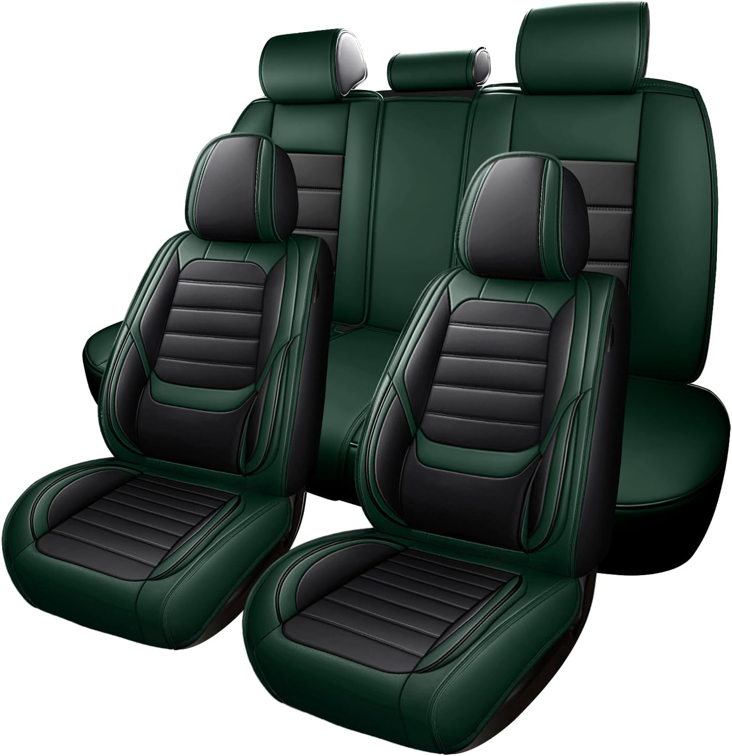 5-Seats Luxury Car Seat Covers Front and Rear Seats Full Set, Nappa Leather Automotive Seat Protectors Waterproof