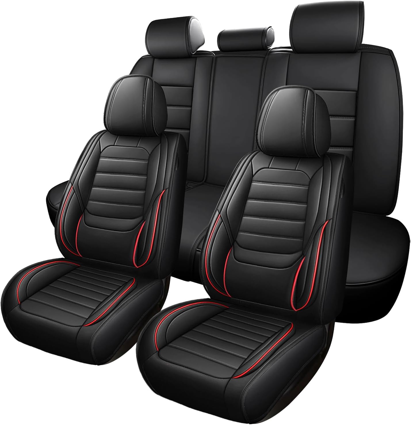 5-Seats Luxury Car Seat Covers Front and Rear Seats Full Set, Nappa Leather Automotive Seat Protectors Waterproof