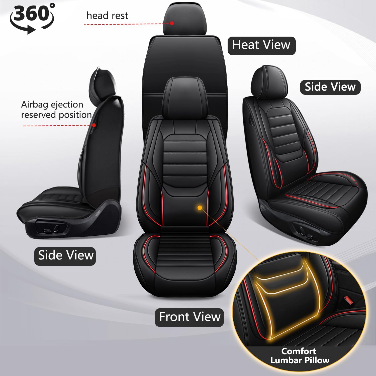 Waterproof Car Seat Covers, Premium Nappa Leather Scratch Resistant&Durable, Universal fit for most cars, Suvs, and Trucks.