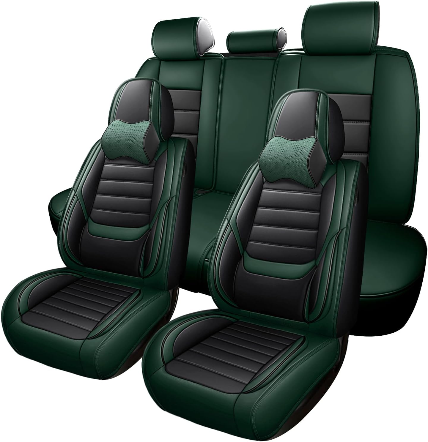 5-Seats Luxury Car Seat Covers Front and Rear Seats Full Set, Nappa Leather Automotive Seat Protectors Waterproof
