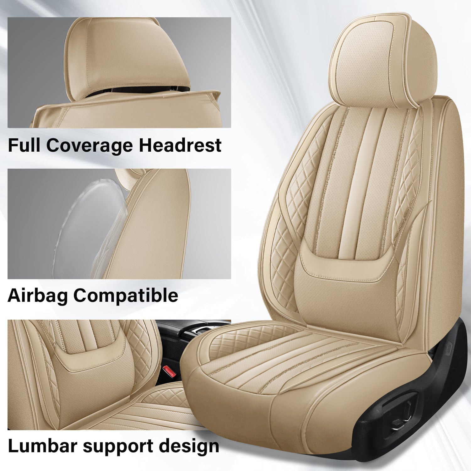5-Seats ITEYAO Car Seat Covers Front and Rear Seat Full Set, Premium Faux Leather Automotive Seat Covers Breathable Comfortable All Season Use