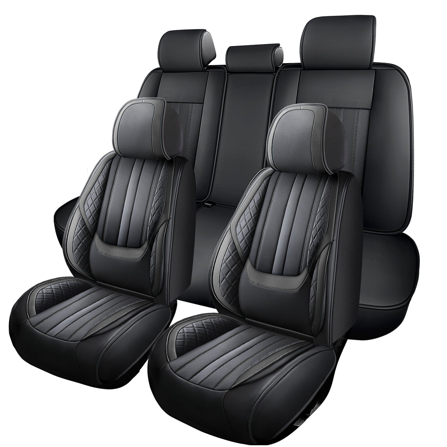 5-Seats ITEYAO Car Seat Covers Front and Rear Seat Full Set, Premium Faux Leather Automotive Seat Covers Breathable Comfortable All Season Use
