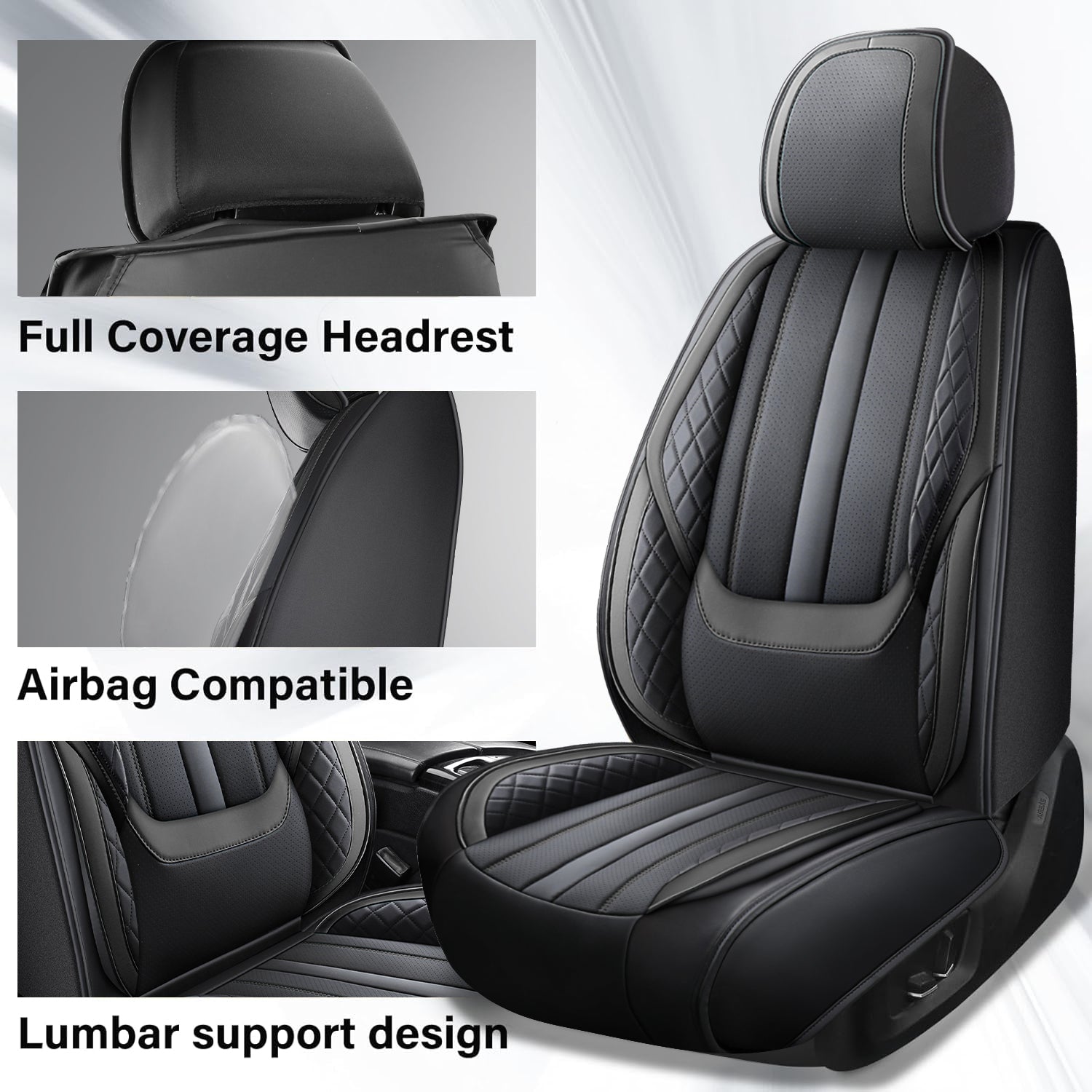 5-Seats ITEYAO Car Seat Covers Front and Rear Seat Full Set, Premium Faux Leather Automotive Seat Covers Breathable Comfortable All Season Use