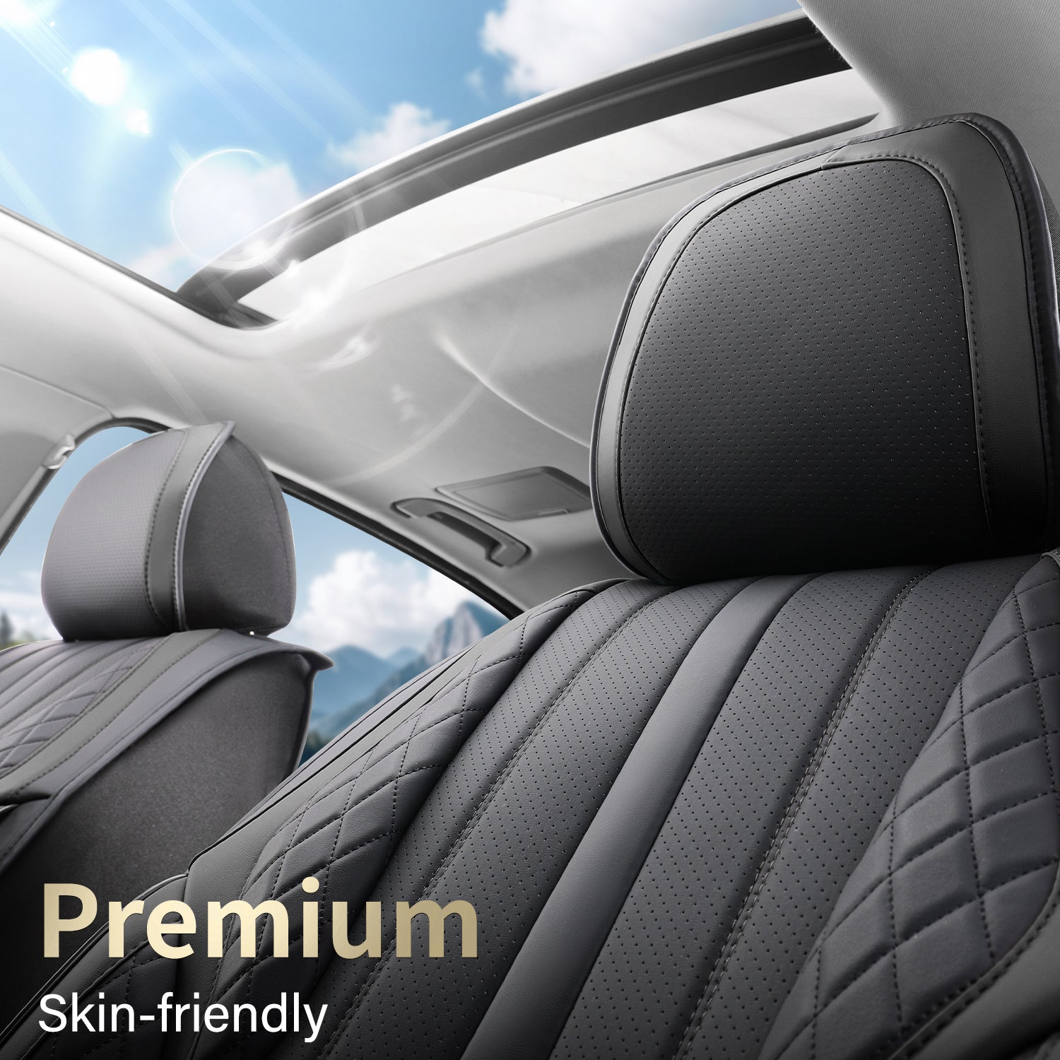 2-Seats ITEYAO Front Seat Covers for Cars, Luxury Faux Leather Driver Car Seat Covers Breathable