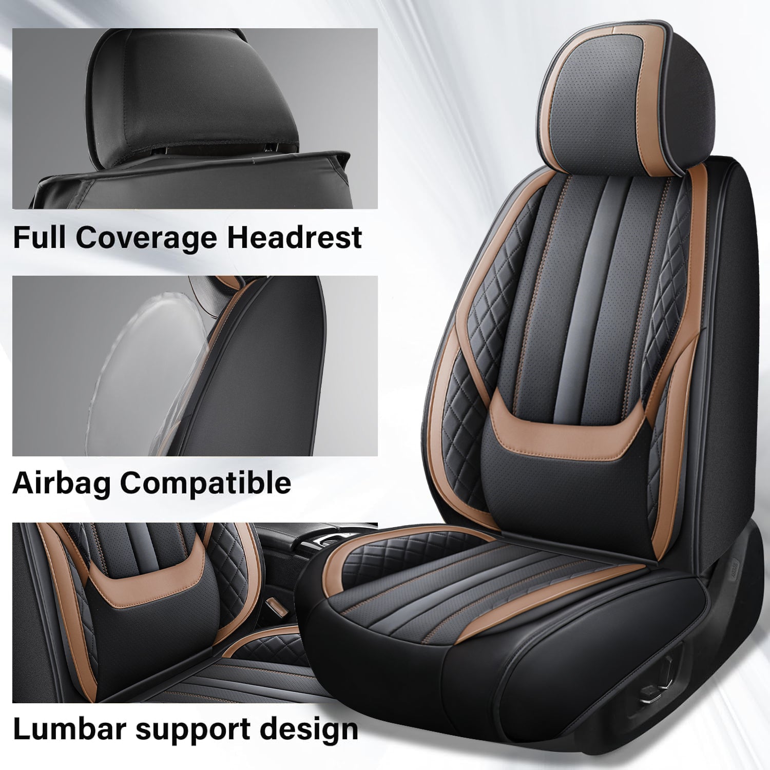 5-Seats ITEYAO Car Seat Covers Front and Rear Seat Full Set, Premium Faux Leather Automotive Seat Covers Breathable Comfortable All Season Use