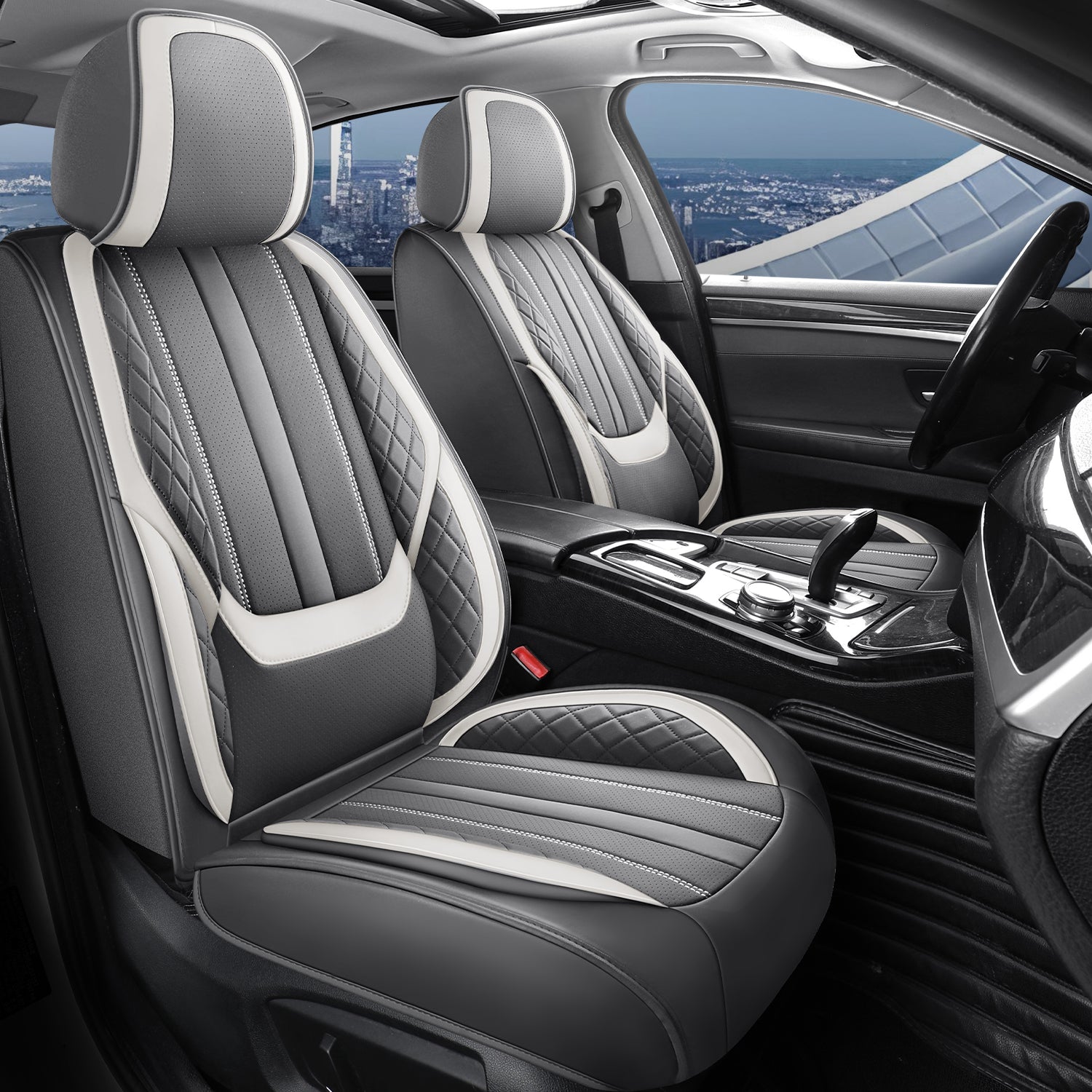 2-Seats ITEYAO Front Seat Covers for Cars, Luxury Faux Leather Driver Car Seat Covers Breathable