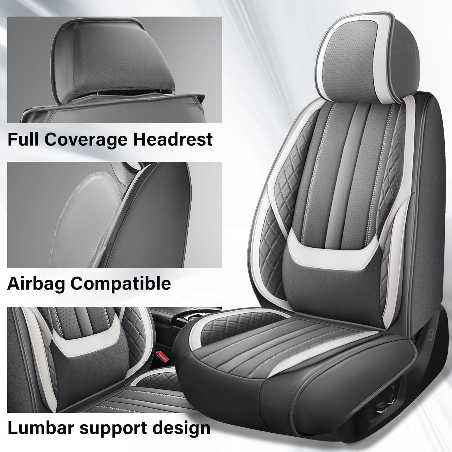 5-Seats ITEYAO Car Seat Covers Front and Rear Seat Full Set, Premium Faux Leather Automotive Seat Covers Breathable Comfortable All Season Use