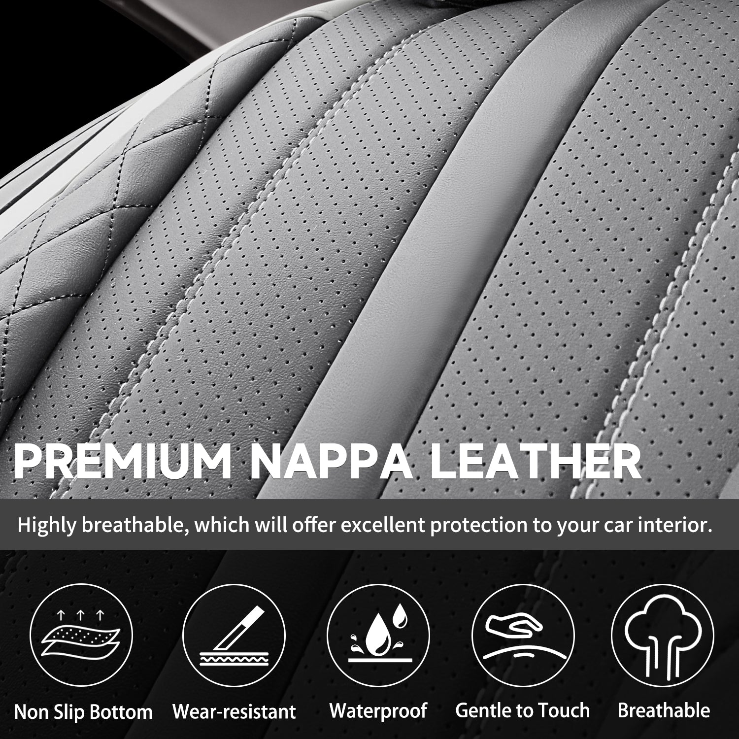 5-Seats ITEYAO Car Seat Covers Front and Rear Seat Full Set, Premium Faux Leather Automotive Seat Covers Breathable Comfortable All Season Use