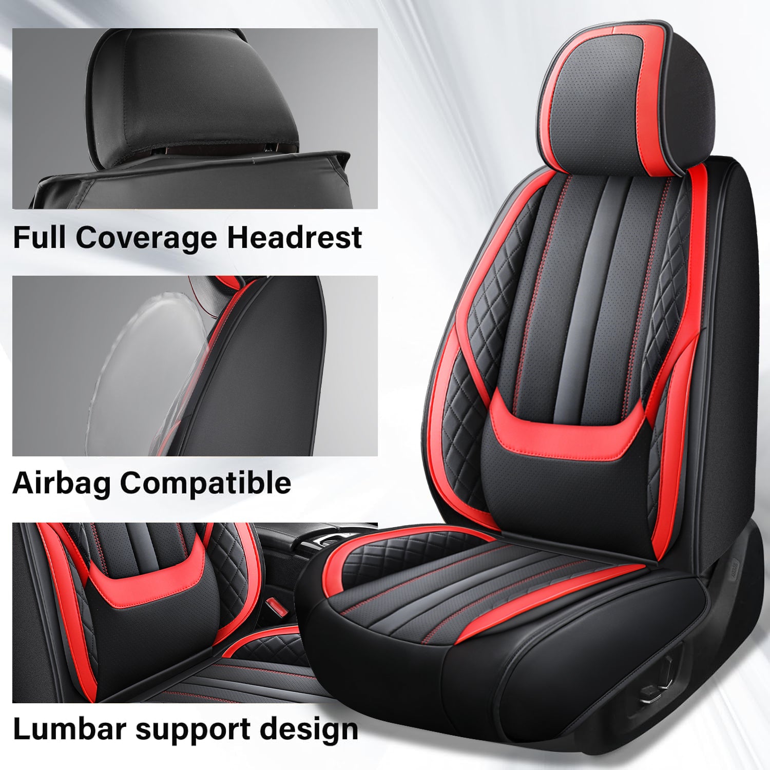 5-Seats ITEYAO Car Seat Covers Front and Rear Seat Full Set, Premium Faux Leather Automotive Seat Covers Breathable Comfortable All Season Use
