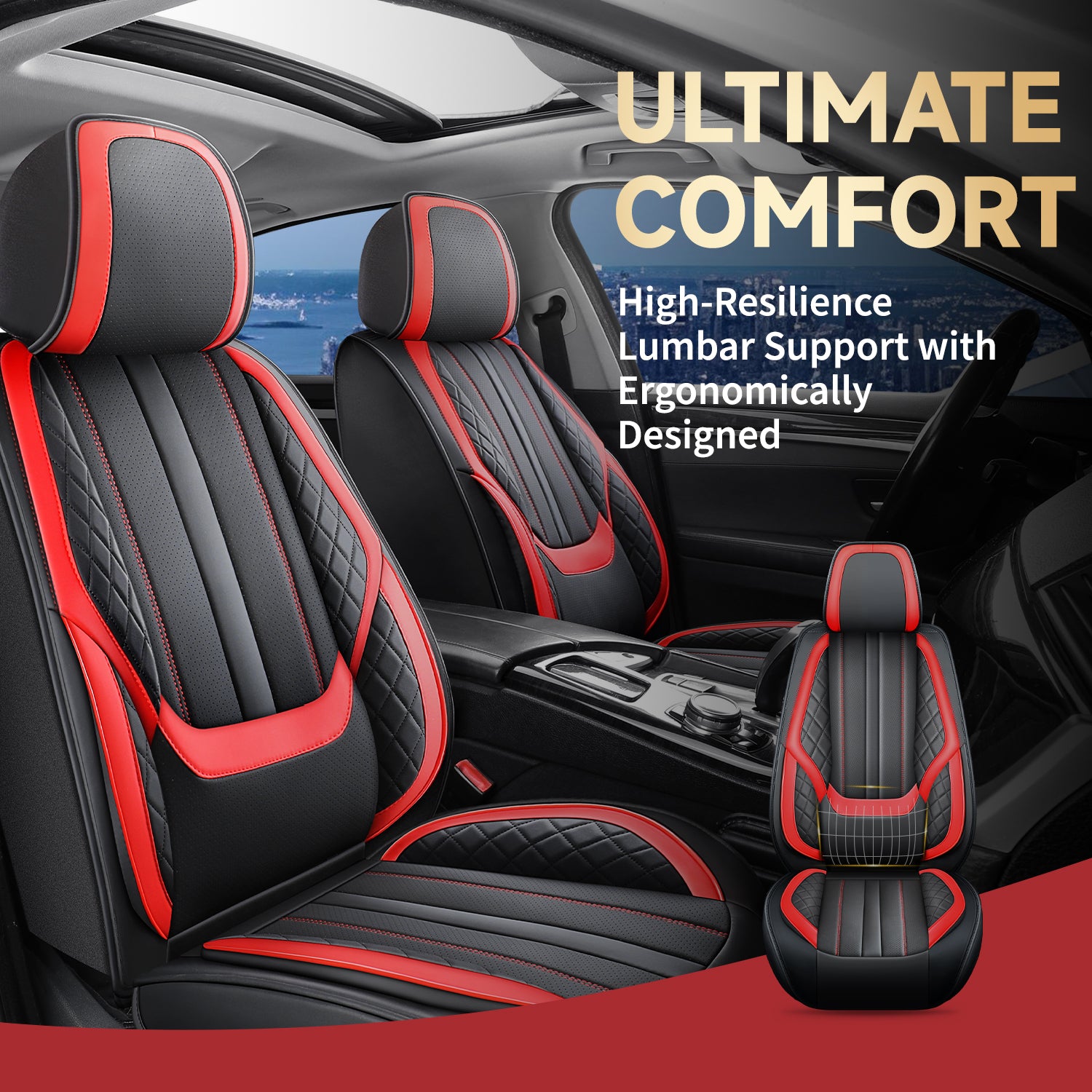 5-Seats ITEYAO Car Seat Covers Front and Rear Seat Full Set, Premium Faux Leather Automotive Seat Covers Breathable Comfortable All Season Use