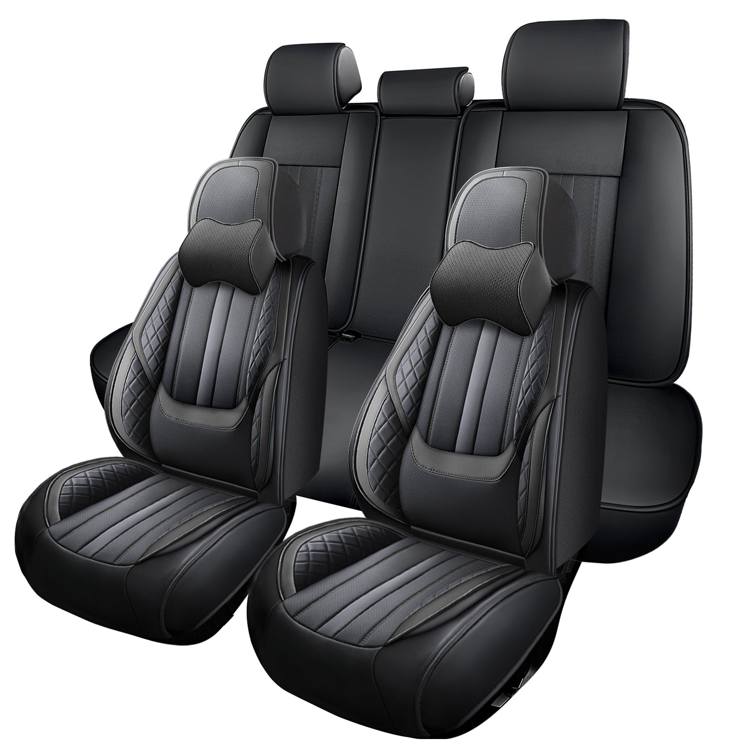 5-Seats ITEYAO Car Seat Covers Front and Rear Seat Full Set, Premium Faux Leather Automotive Seat Covers Breathable Comfortable All Season Use