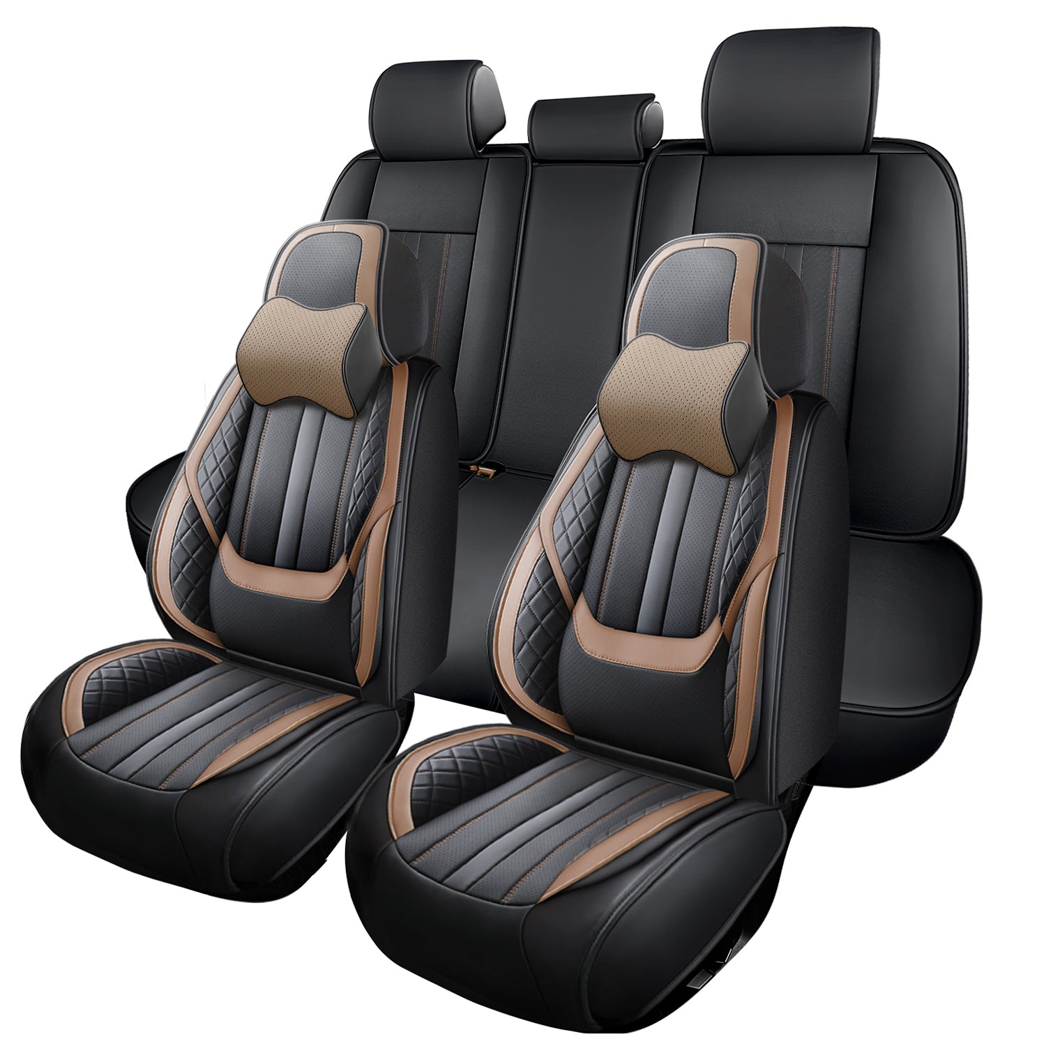 5-Seats ITEYAO Car Seat Covers Front and Rear Seat Full Set, Premium Faux Leather Automotive Seat Covers Breathable Comfortable All Season Use