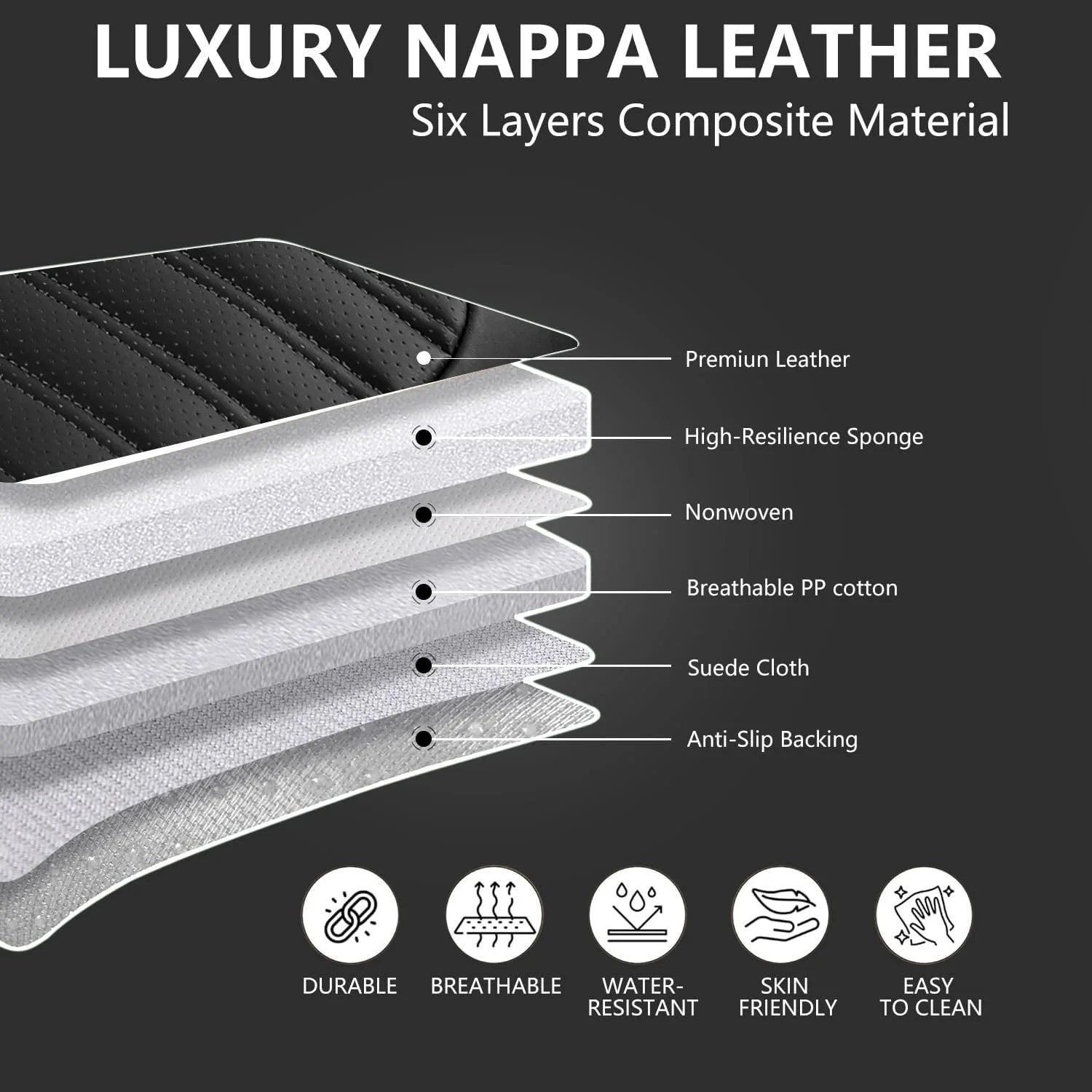 Premium Nappa Leather Seat Covers for Mazda 6 2003-2021, Breathable & Comfortable for All-Season