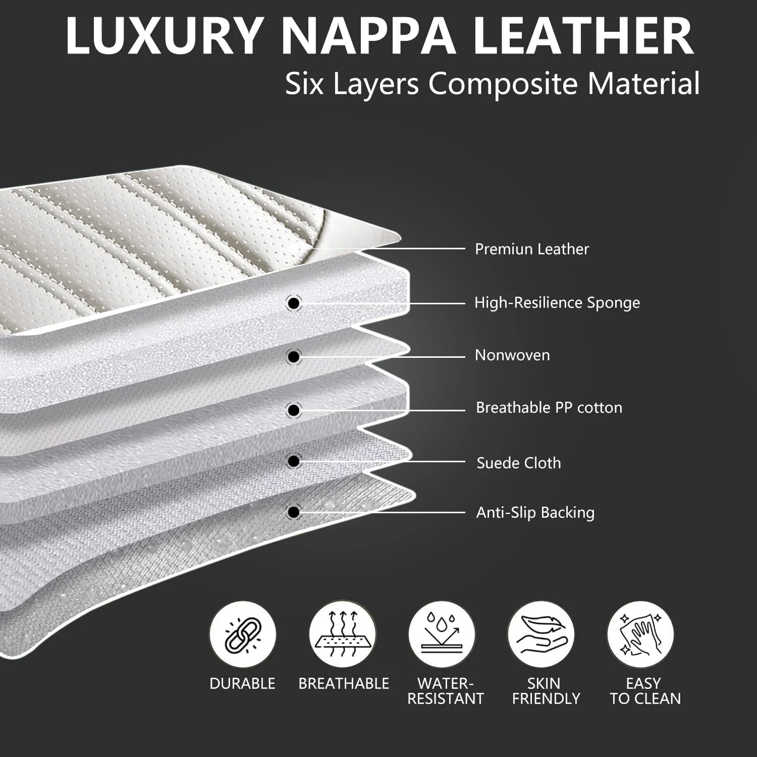 Premium Nappa Leather Seat Covers for Mazda 6 2003-2021, Breathable & Comfortable for All-Season
