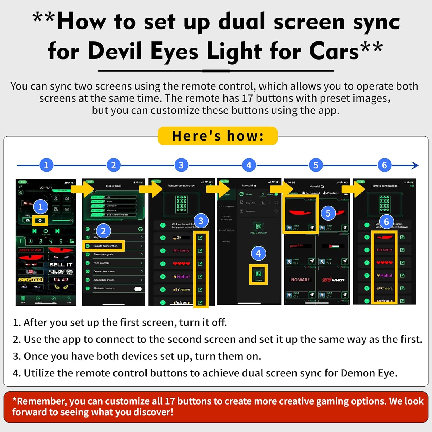 Upgrade Multiple Devil Eyes Light, Full Color led Eyes for car Windshield, Programmable Scrolling LED Display for Car, Car Eyes Animated Led for Car SUV Truck Window